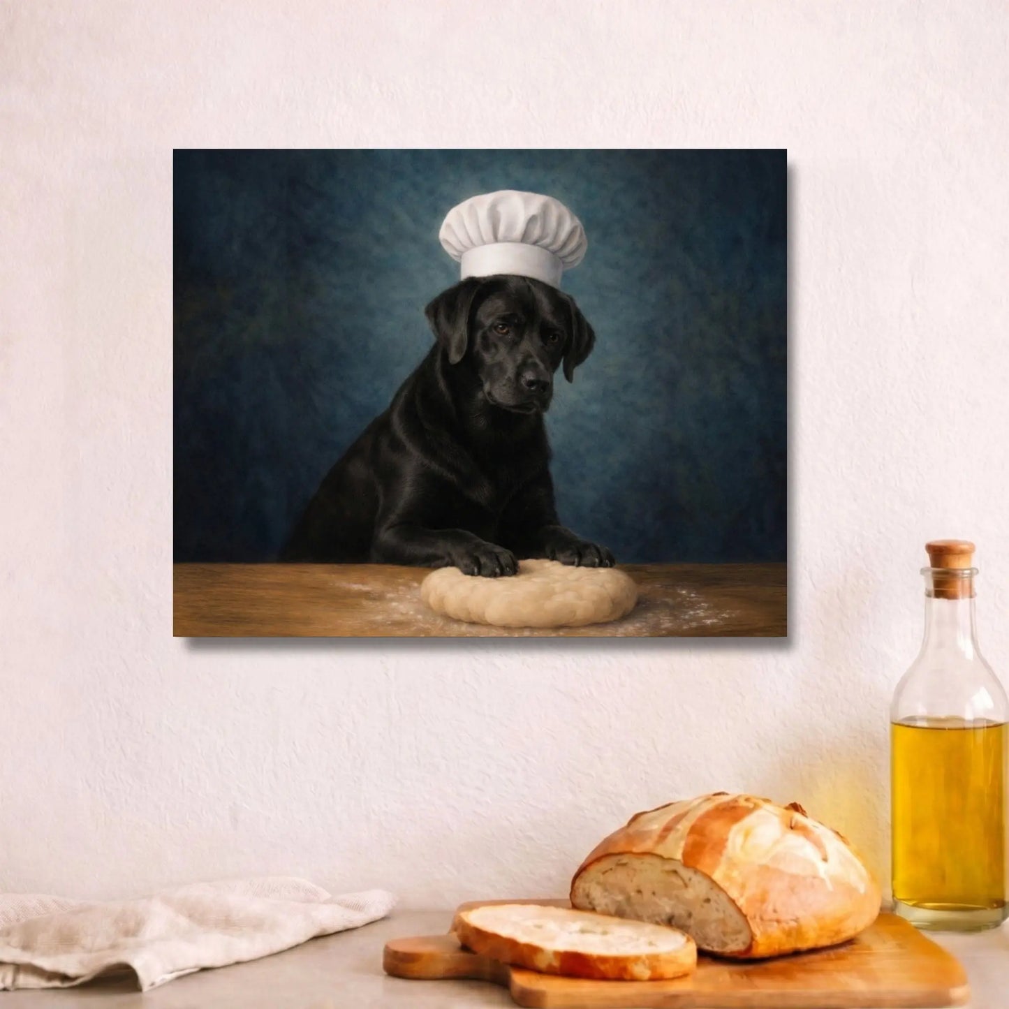 Black Labrador Baker | Kitchen Wall Art Canvas