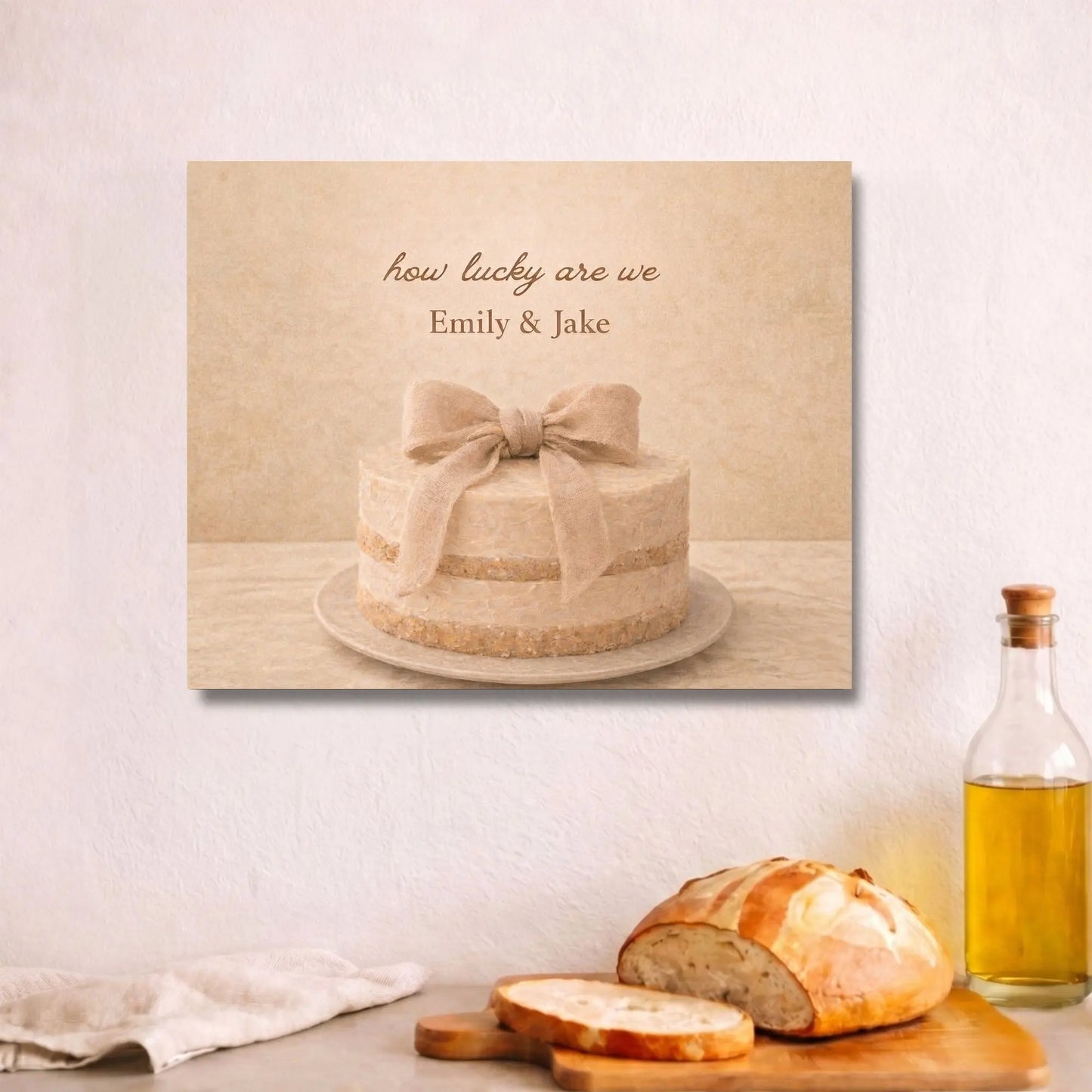 How Lucky Are We | Personalized Kitchen Name Wall Art Canvas