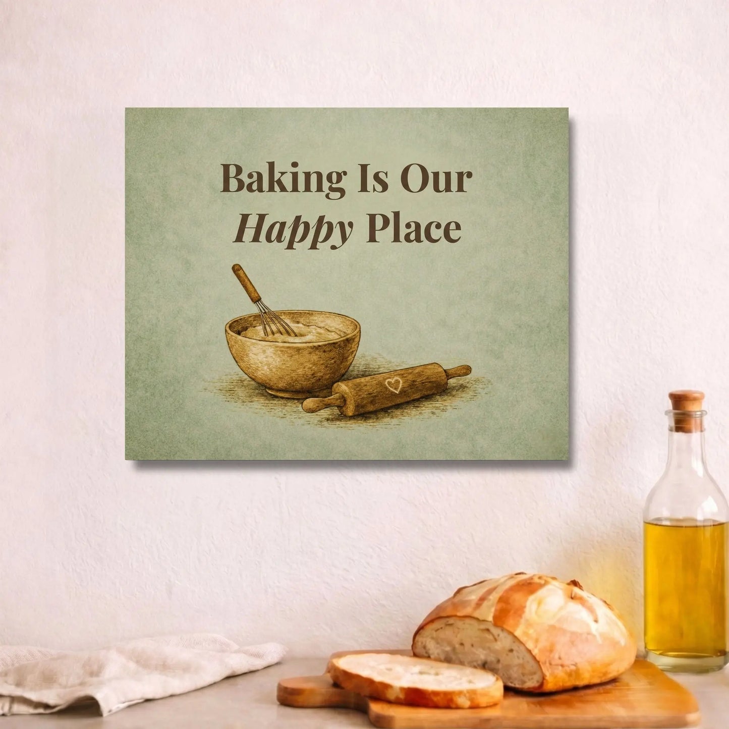 Baking Is Our Happy Place | Kitchen Wall Art Canvas