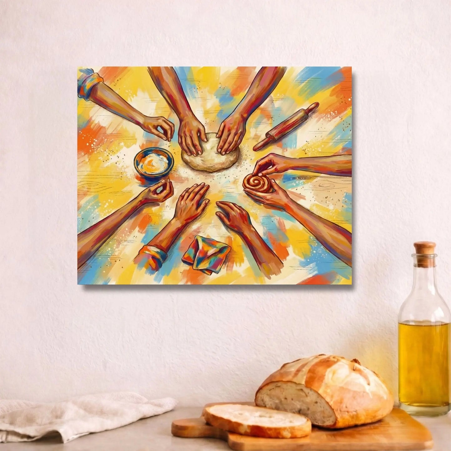 Home Bakers’ Circle | Colorful Kitchen Wall Art Canvas