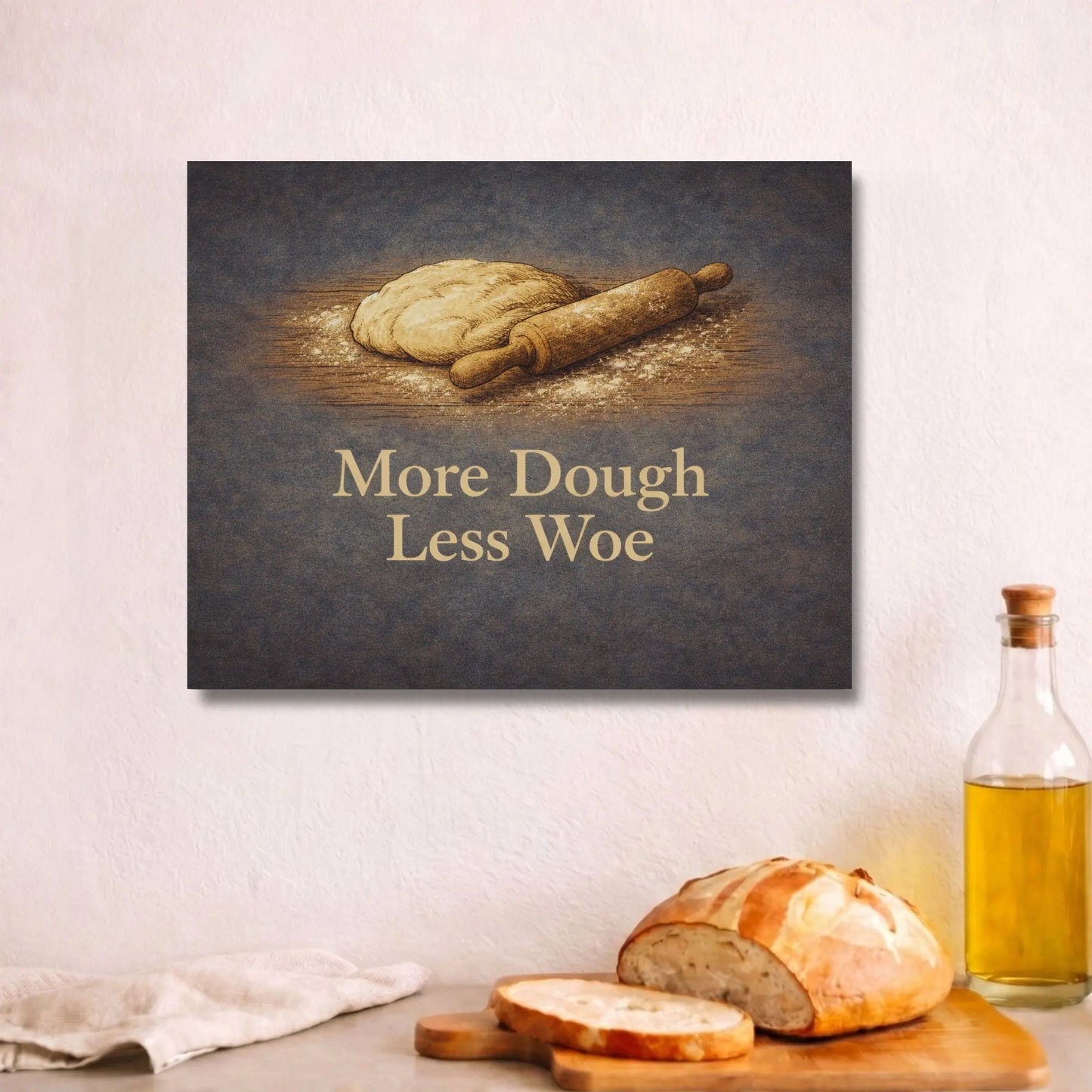More Dough Less Woe | Kitchen Wall Art Canvas