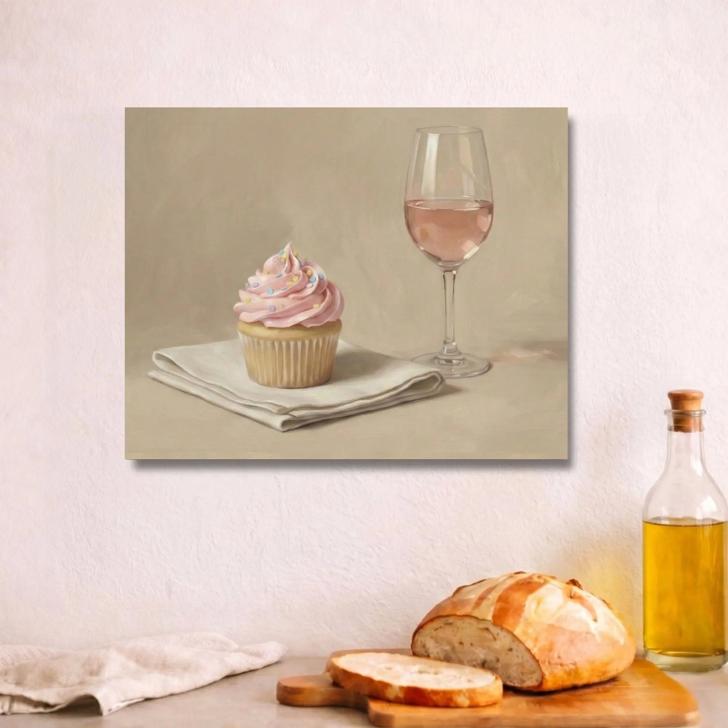 Soft Frosting, Slow Sips | Kitchen Wall Art Canvas