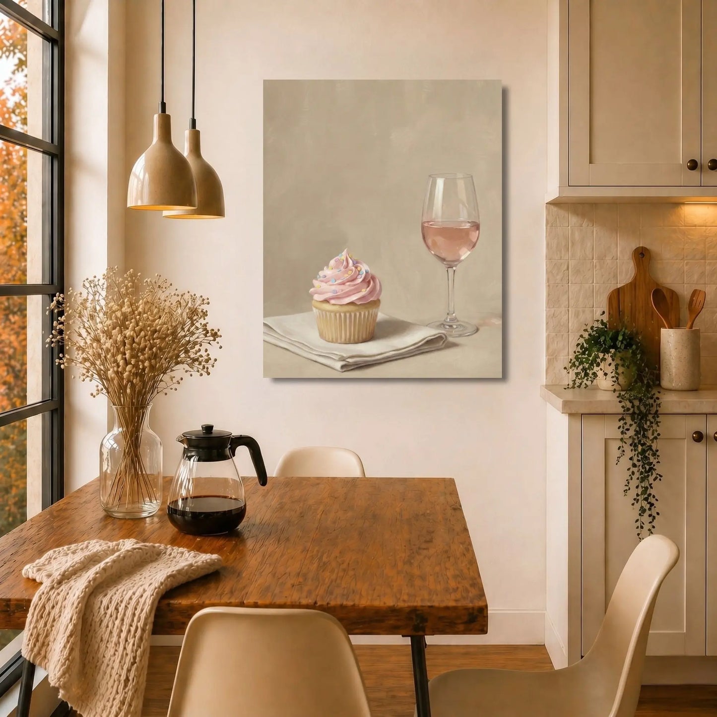 Soft Frosting, Slow Sips | Kitchen Wall Art Canvas