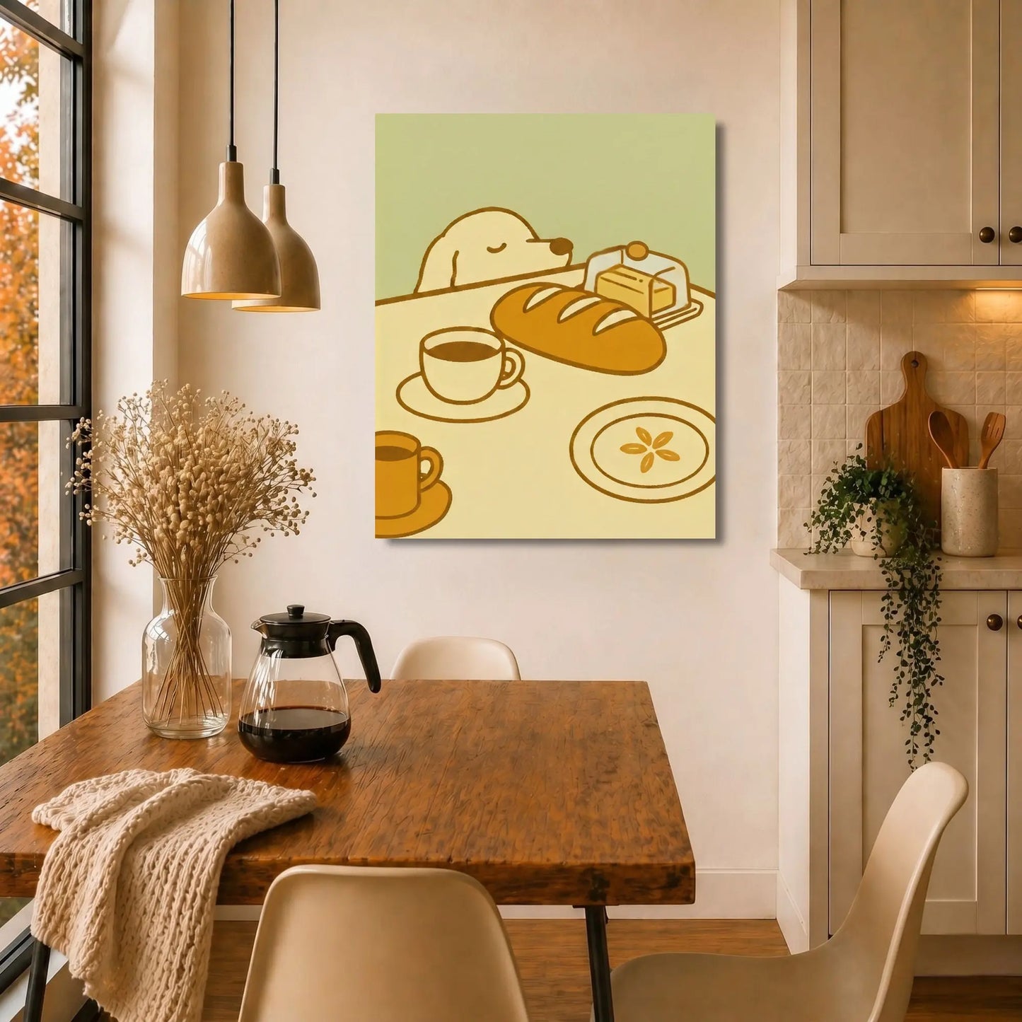 Slow Mornings Start Here | Kitchen Wall Art Canvas