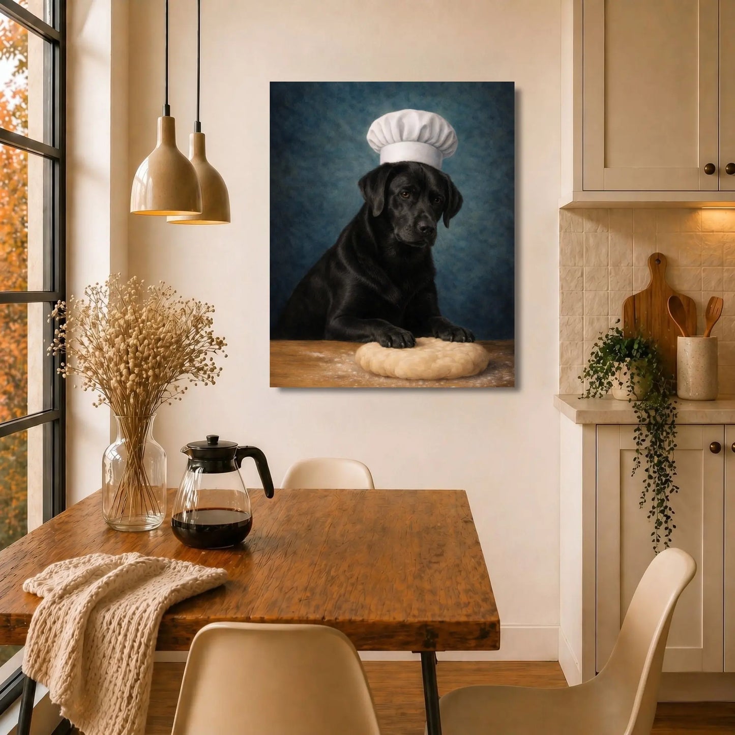 Black Labrador Baker | Kitchen Wall Art Canvas