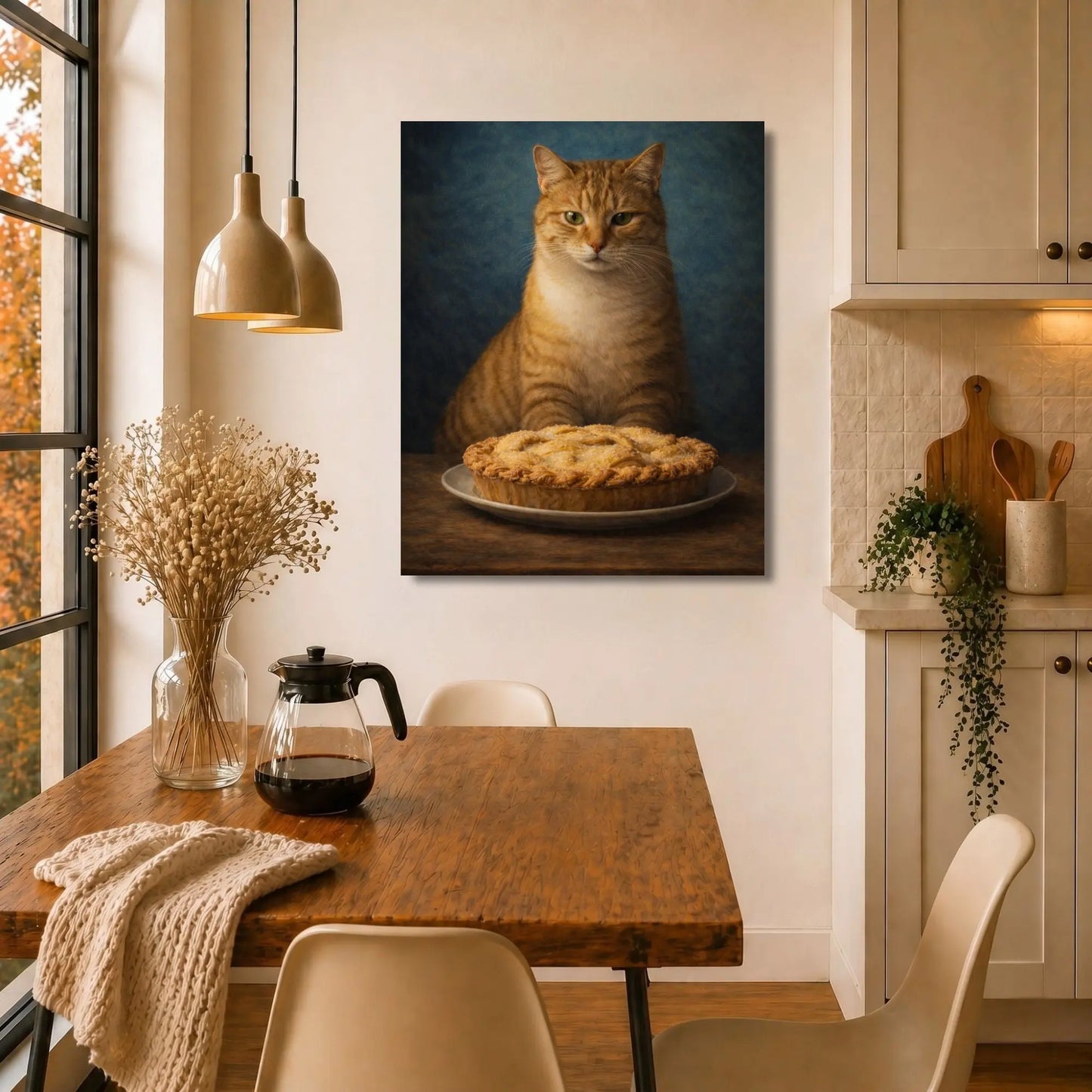 Pie-Loving Tabby | Kitchen Wall Art Canvas