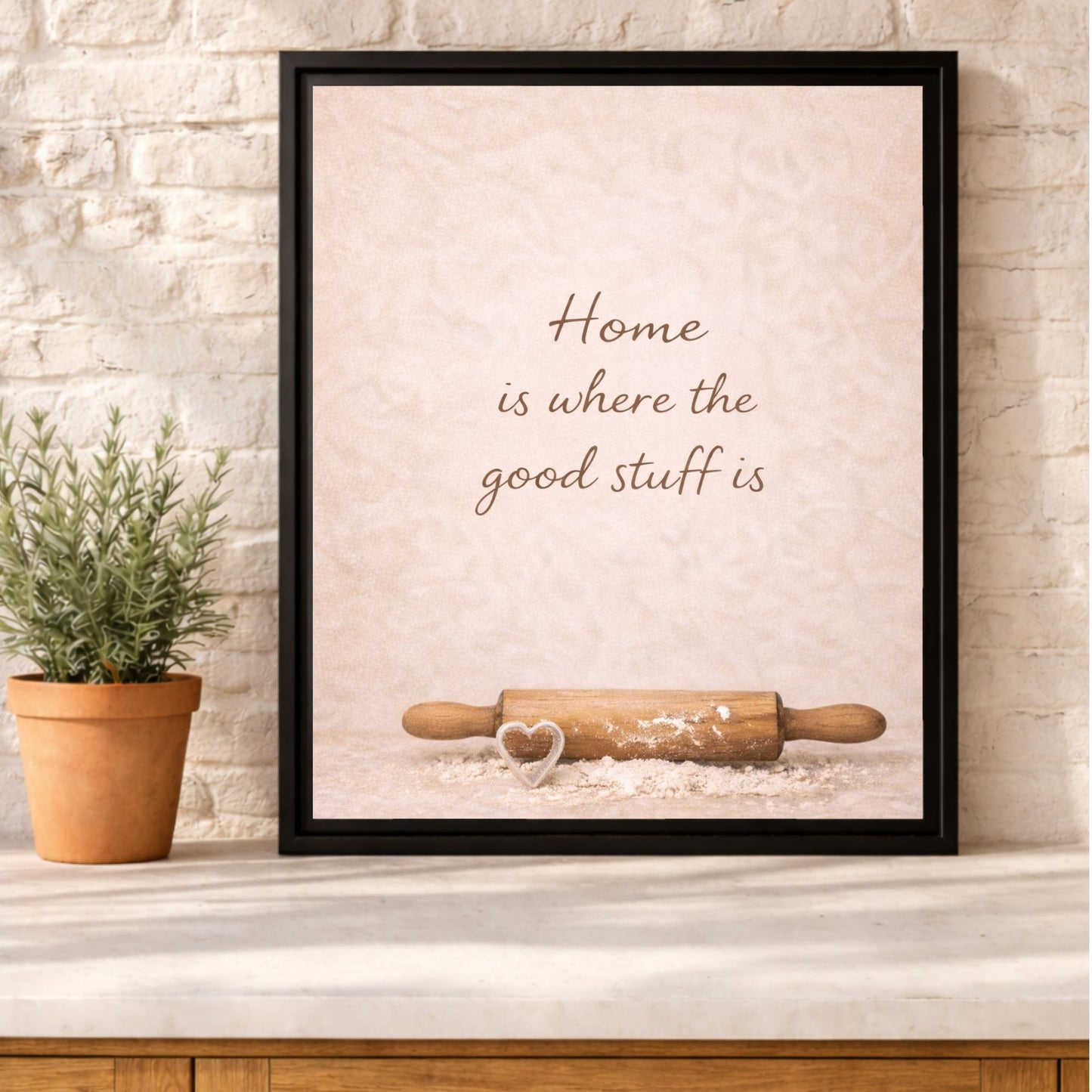 Home Is Where the Good Stuff Is Framed Kitchen Canvas Wall Art