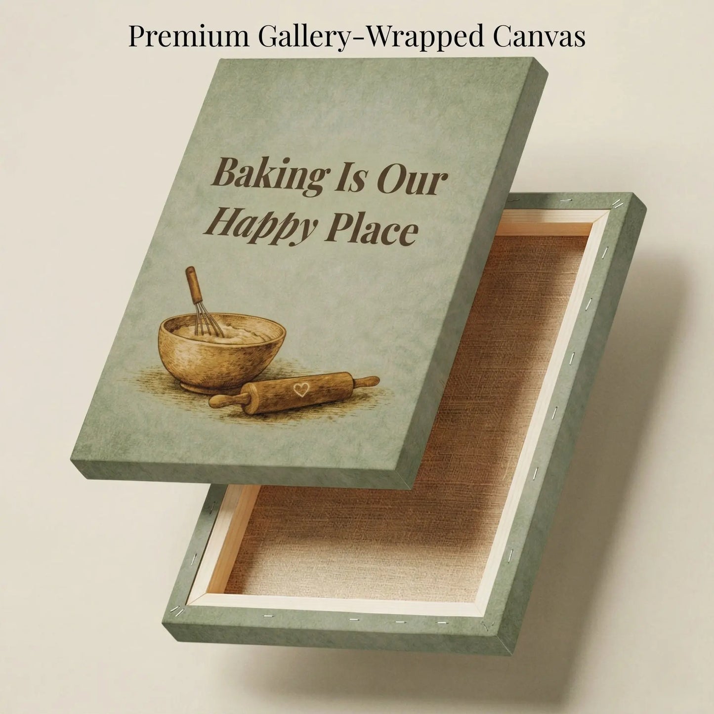 Baking Is Our Happy Place | Kitchen Wall Art Canvas