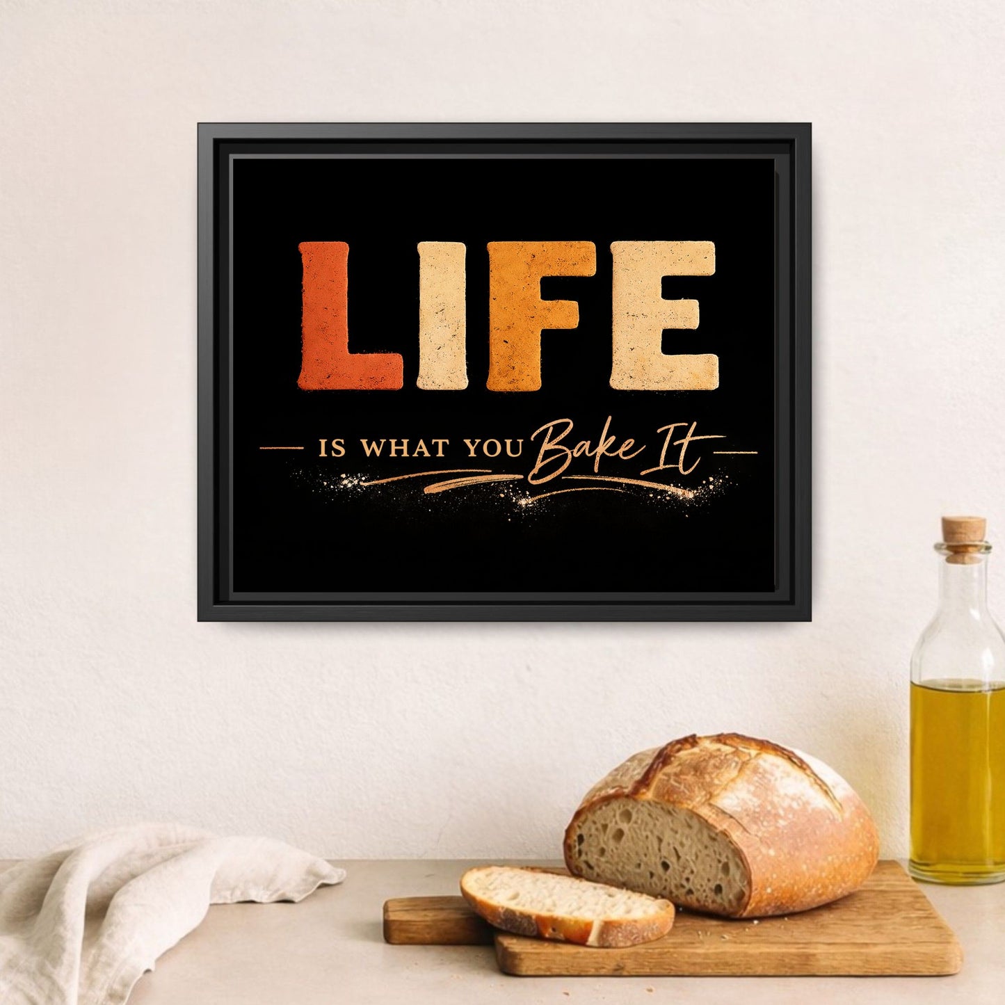 Life Is What You Bake It Framed Kitchen Canvas Wall Art
