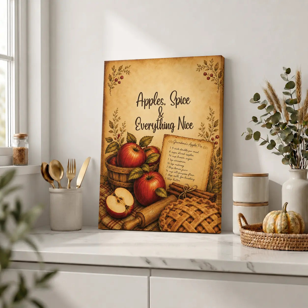Apples Spice Everything Nice | Kitchen Wall Art Canvas