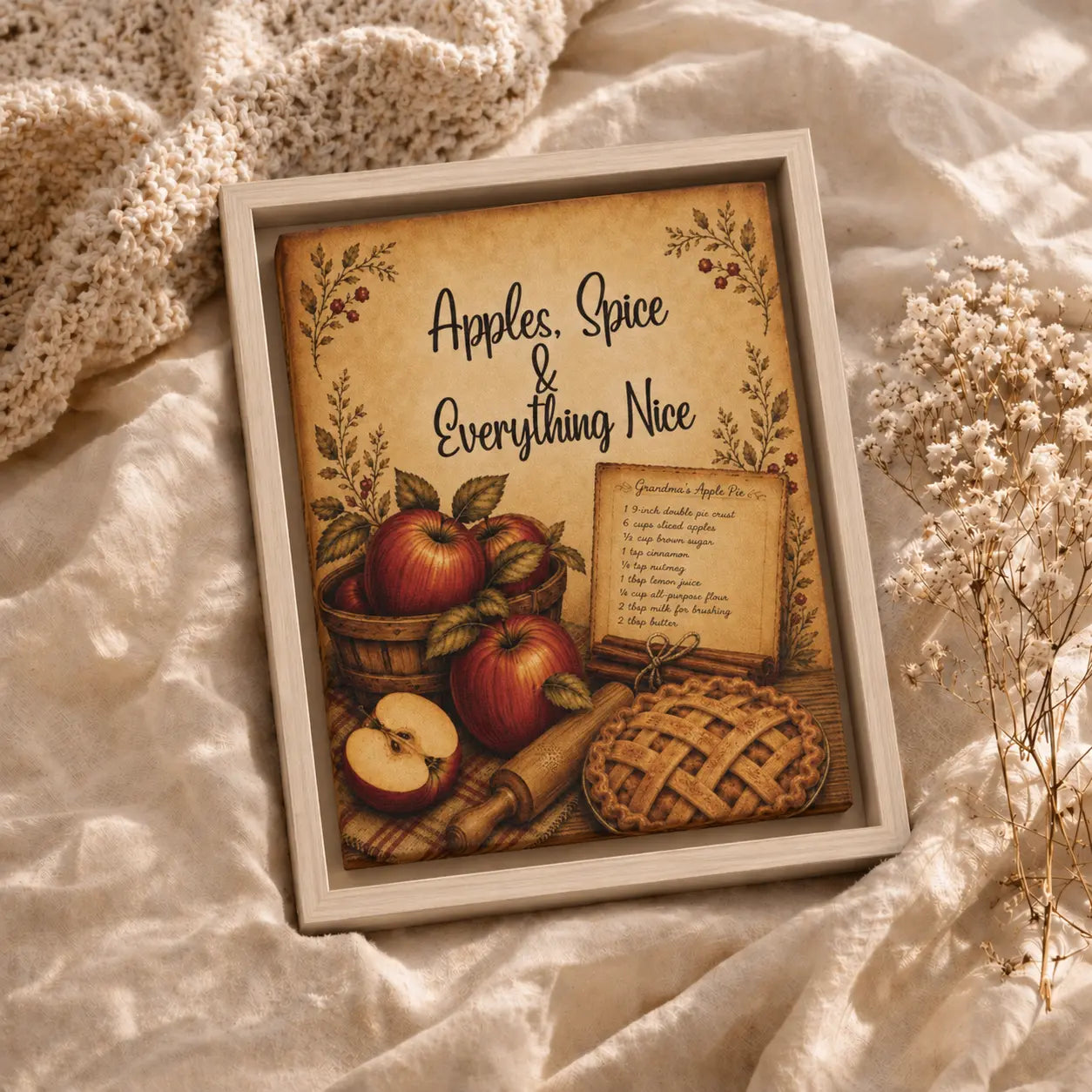 Apples Spice Everything Nice | Framed Kitchen Wall Art Canvas