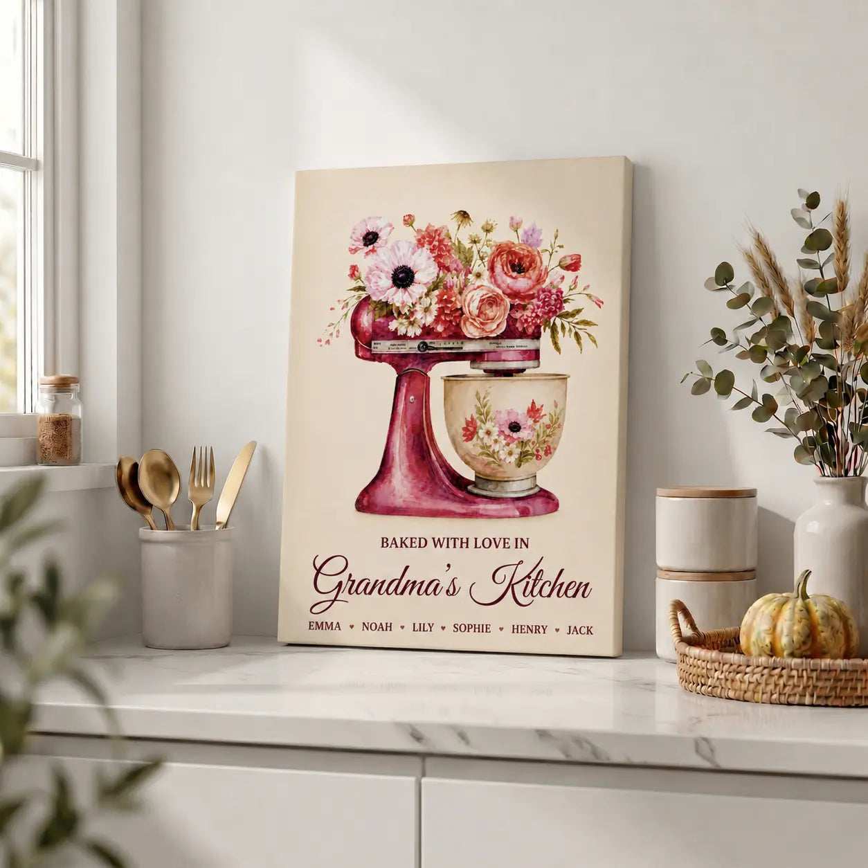 Baked With Love In Grandma’s Kitchen | Personalized Name Wall Art