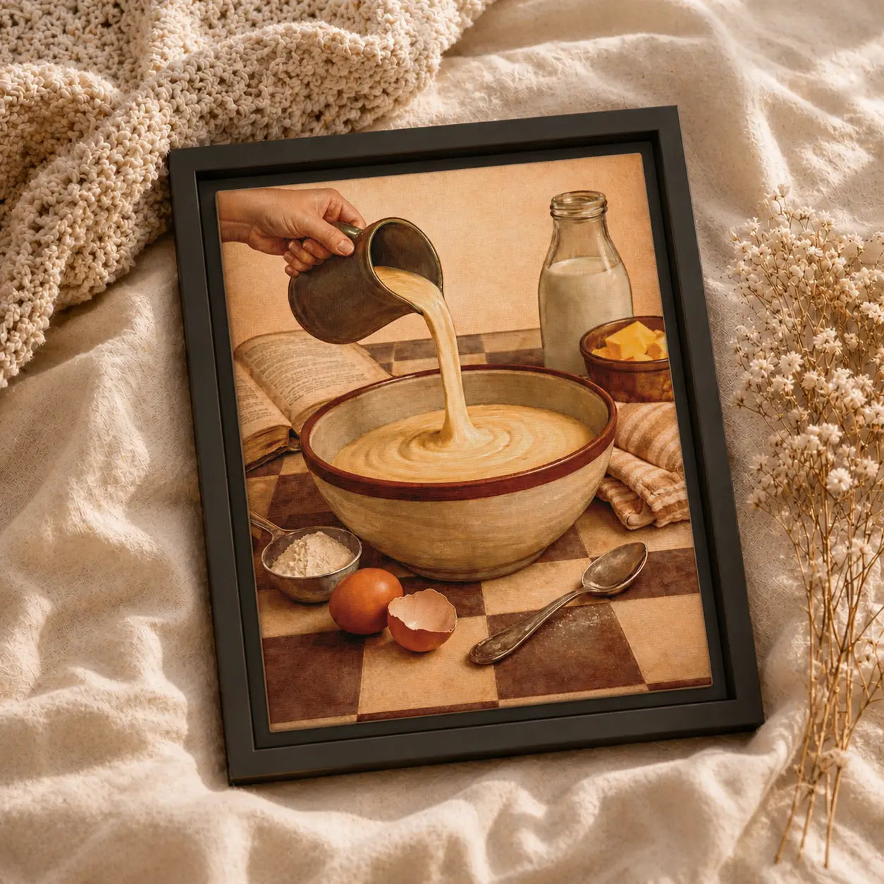Batter in the Making | Framed Kitchen Wall Art Canvas