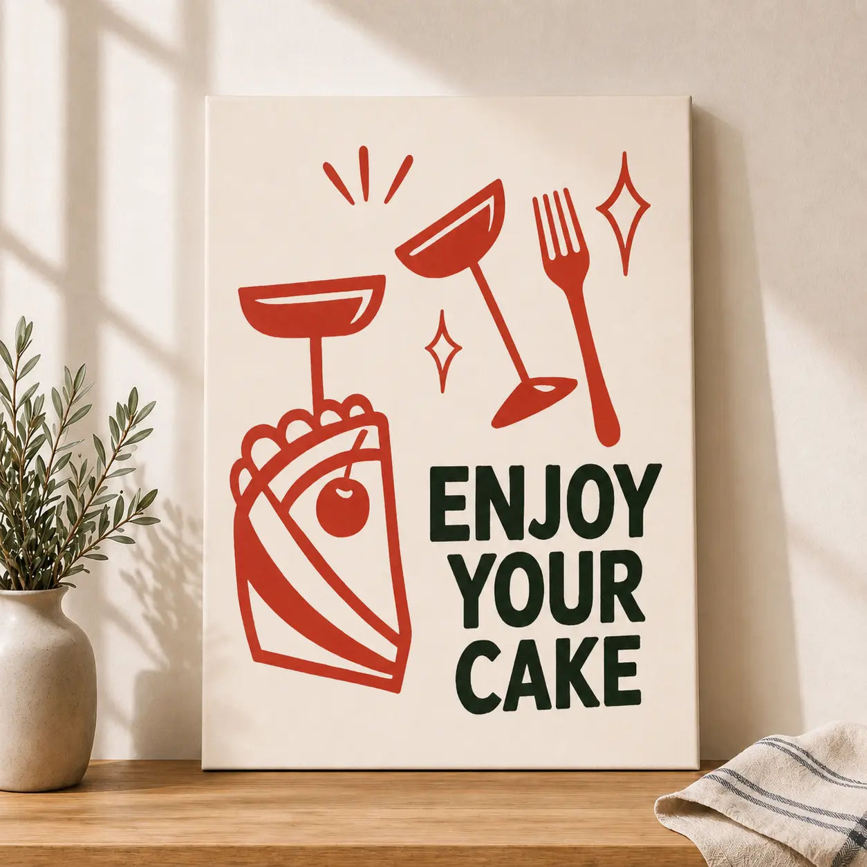Enjoy Your Cake | Kitchen Wall Art Canvas