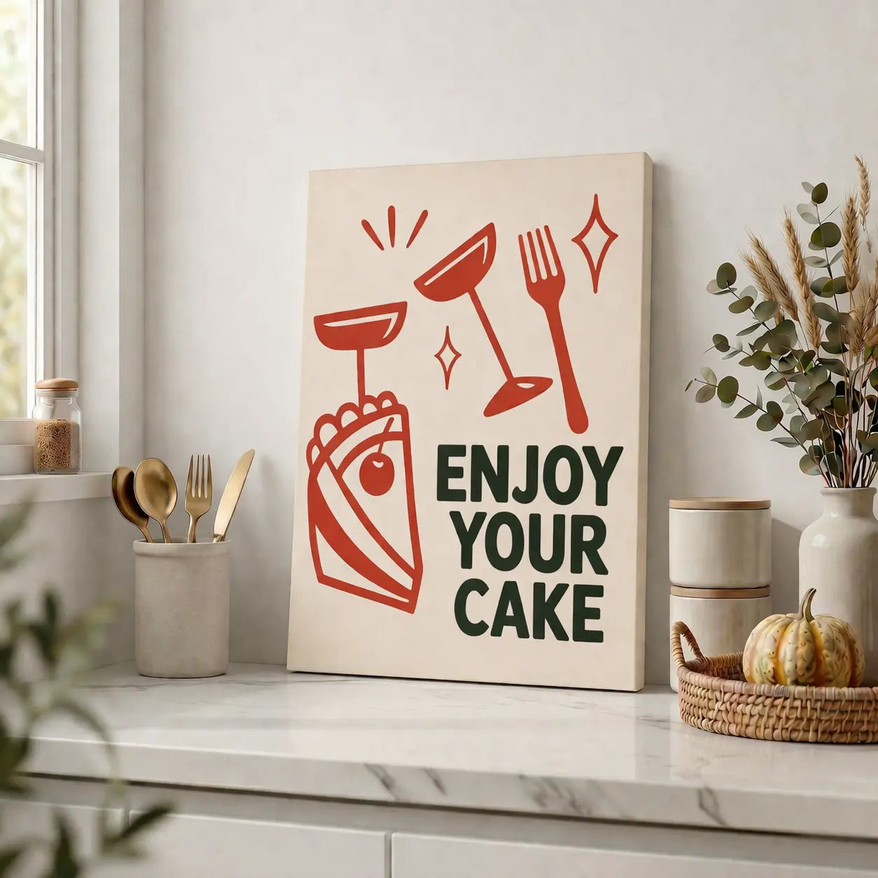 Enjoy Your Cake | Kitchen Wall Art Canvas