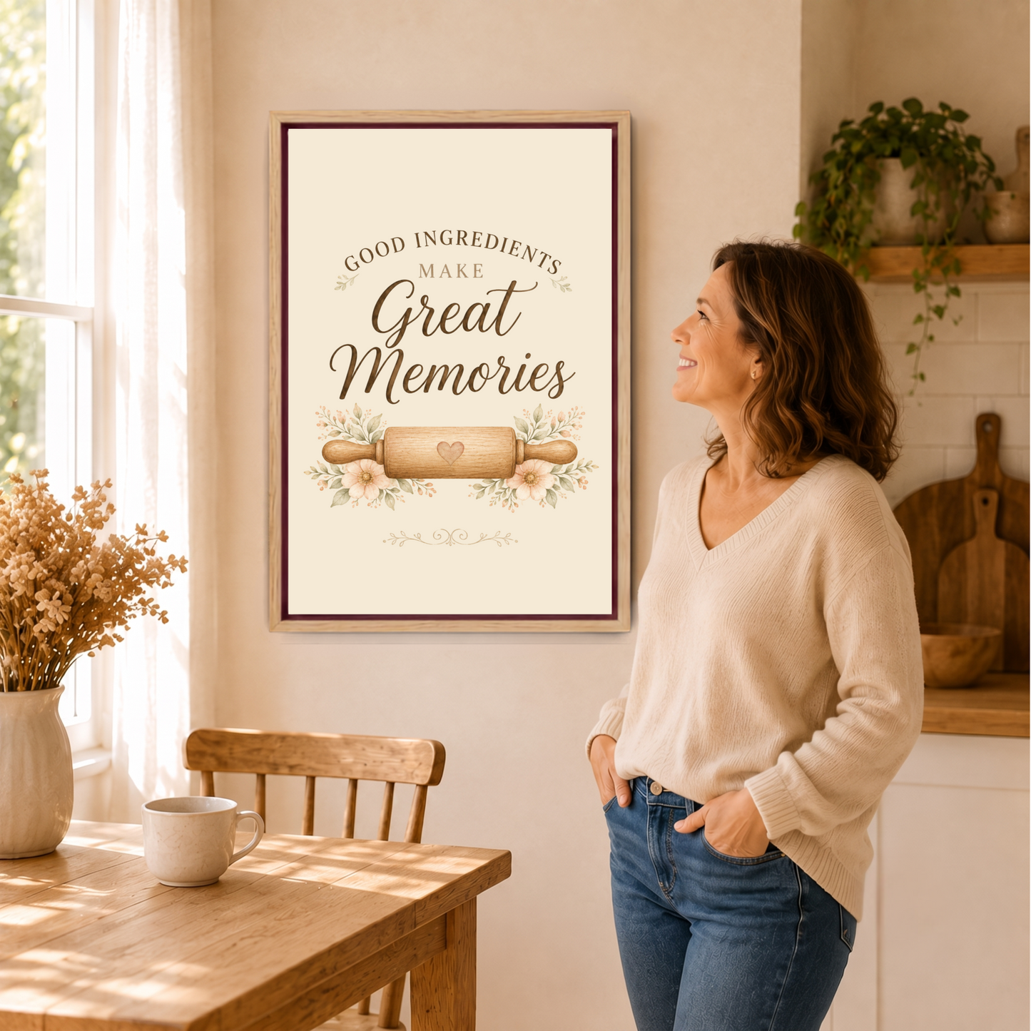 Good Ingredients Make Great Memories | Framed Kitchen Wall Art Canvas