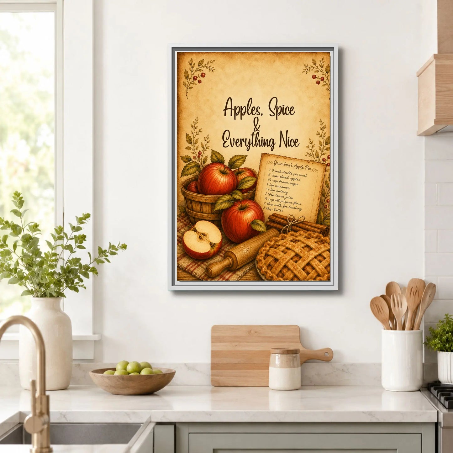 Apples Spice Everything Nice | Framed Kitchen Wall Art Canvas