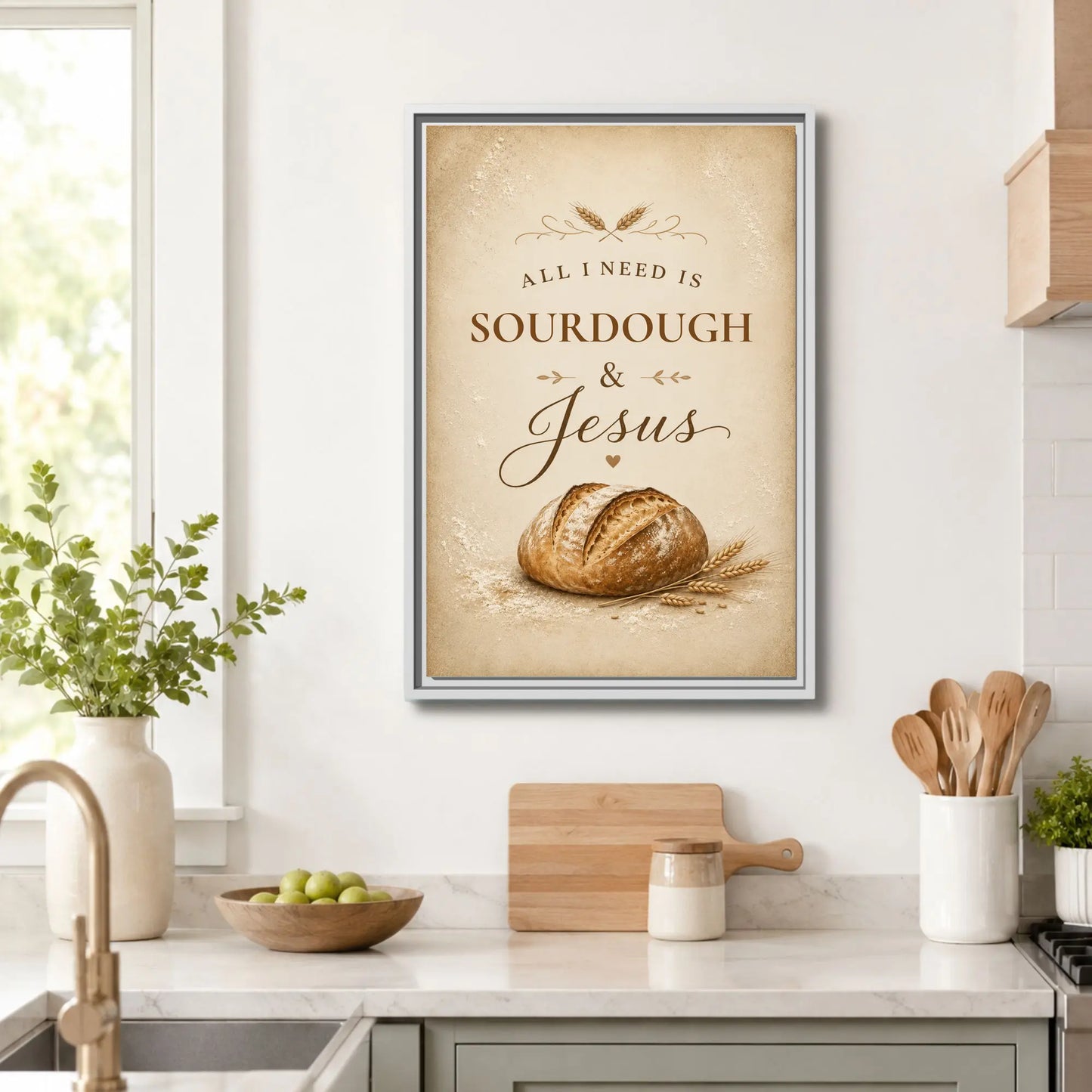 All I Need Is Sourdough & Jesus | Framed Modern Christian Wall Art