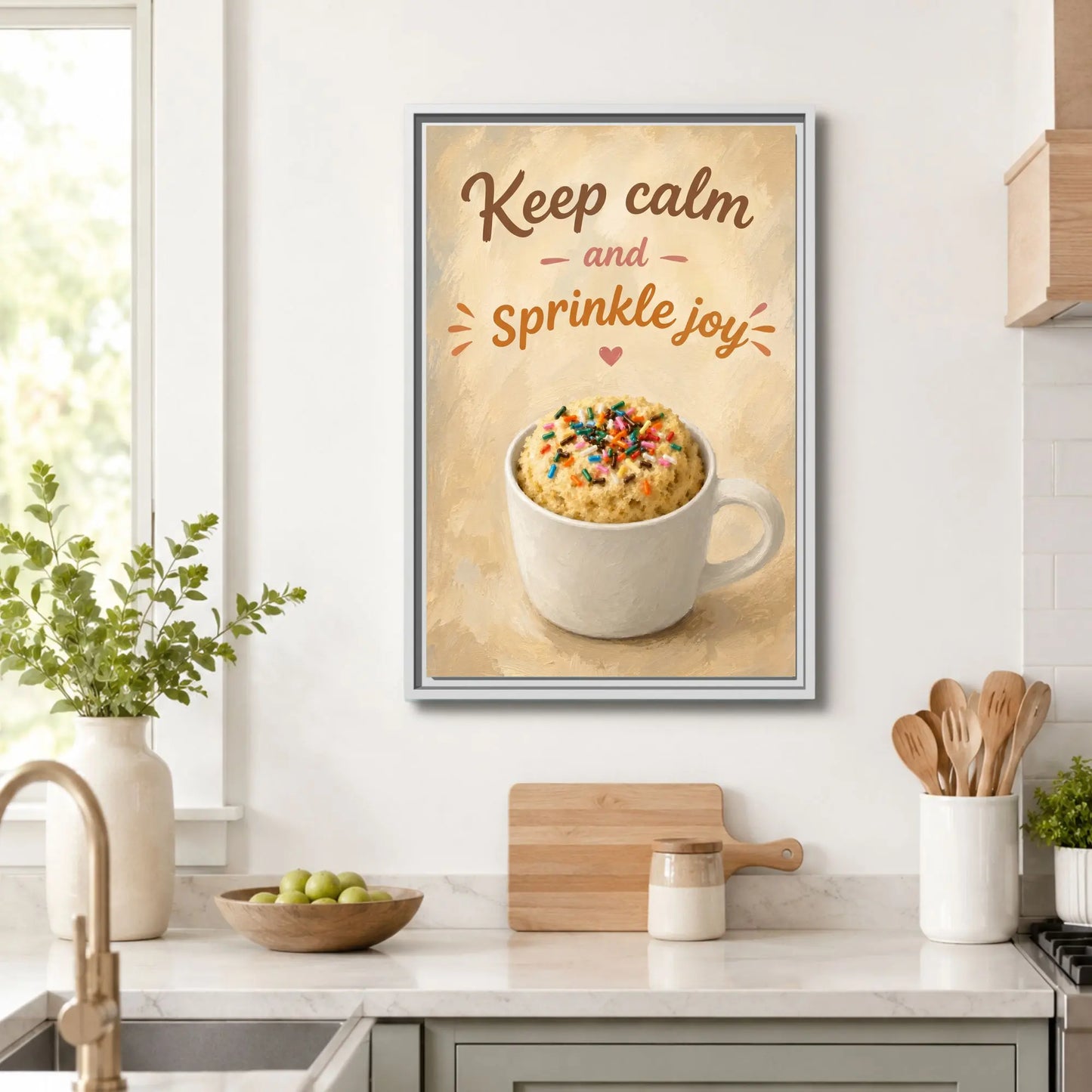 Keep Calm & Sprinkle Joy | Framed Kitchen Wall Art Canvas
