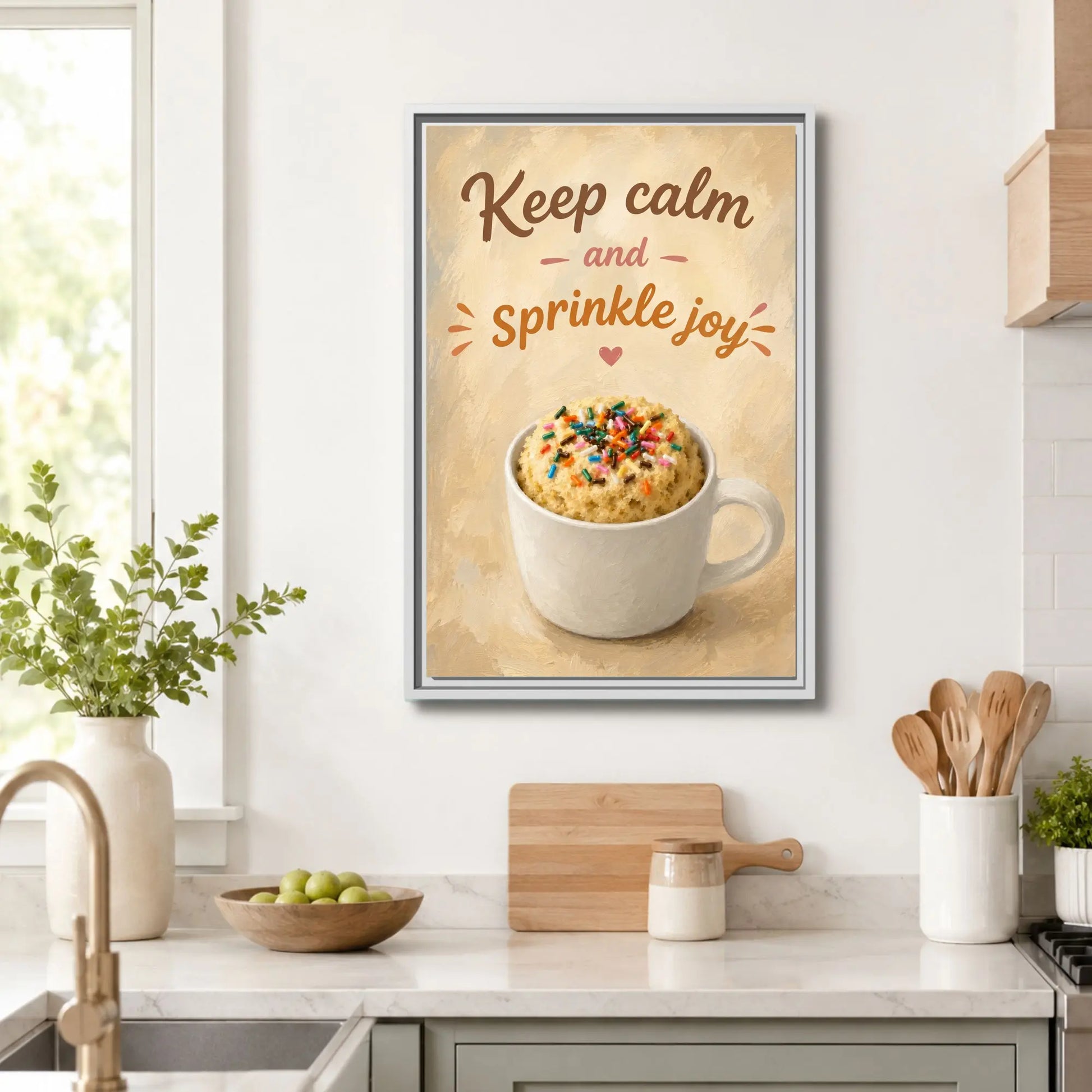 Keep Calm & Sprinkle Joy | Framed Kitchen Wall Art Canvas