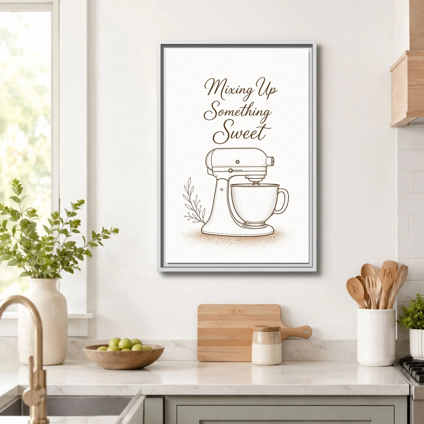 Mixing Up Something Sweet | Framed Kitchen Wall Art Canvas
