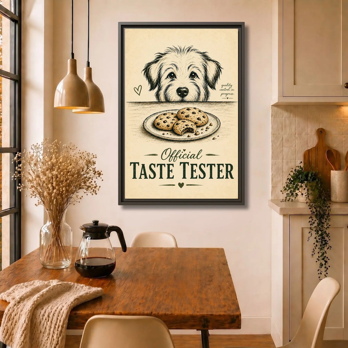 Dog Taste Tester | Framed Kitchen Wall Art Canvas