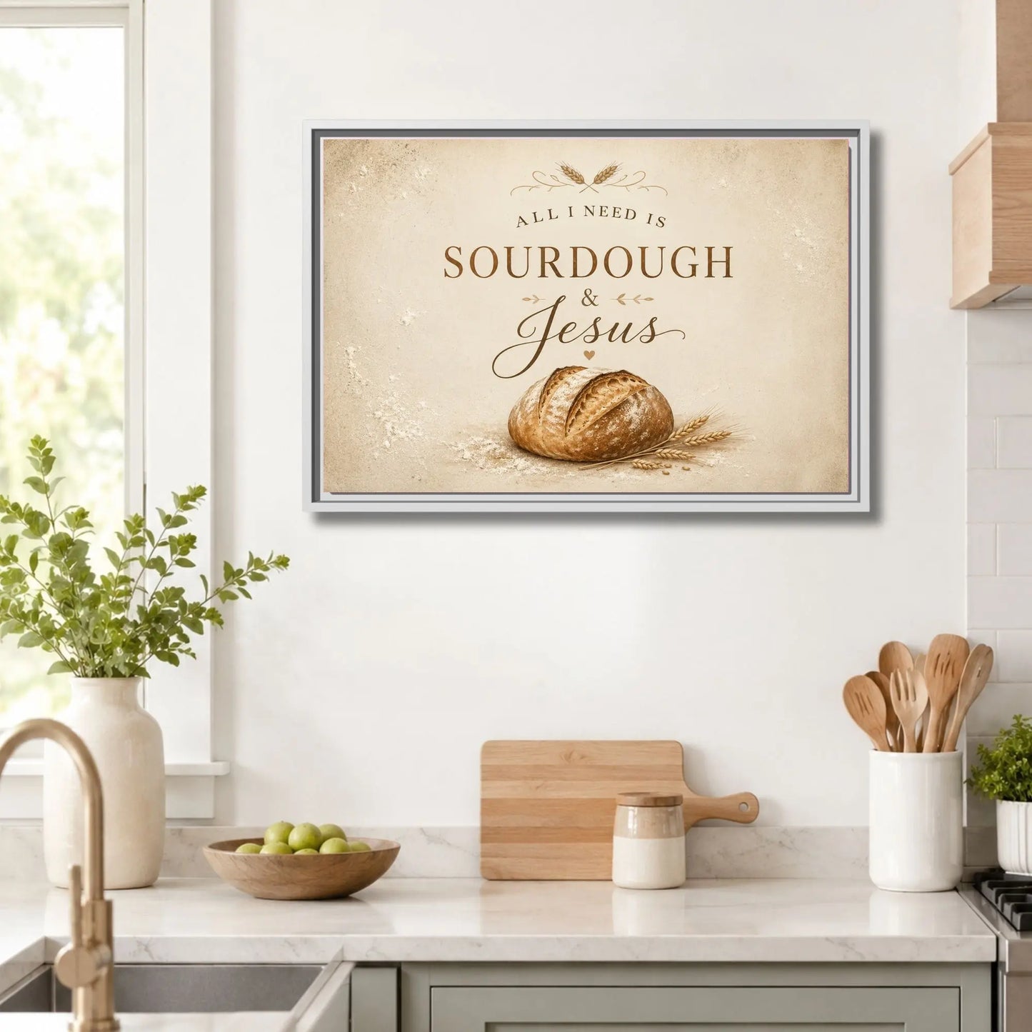 All I Need Is Sourdough & Jesus | Framed Modern Christian Wall Art