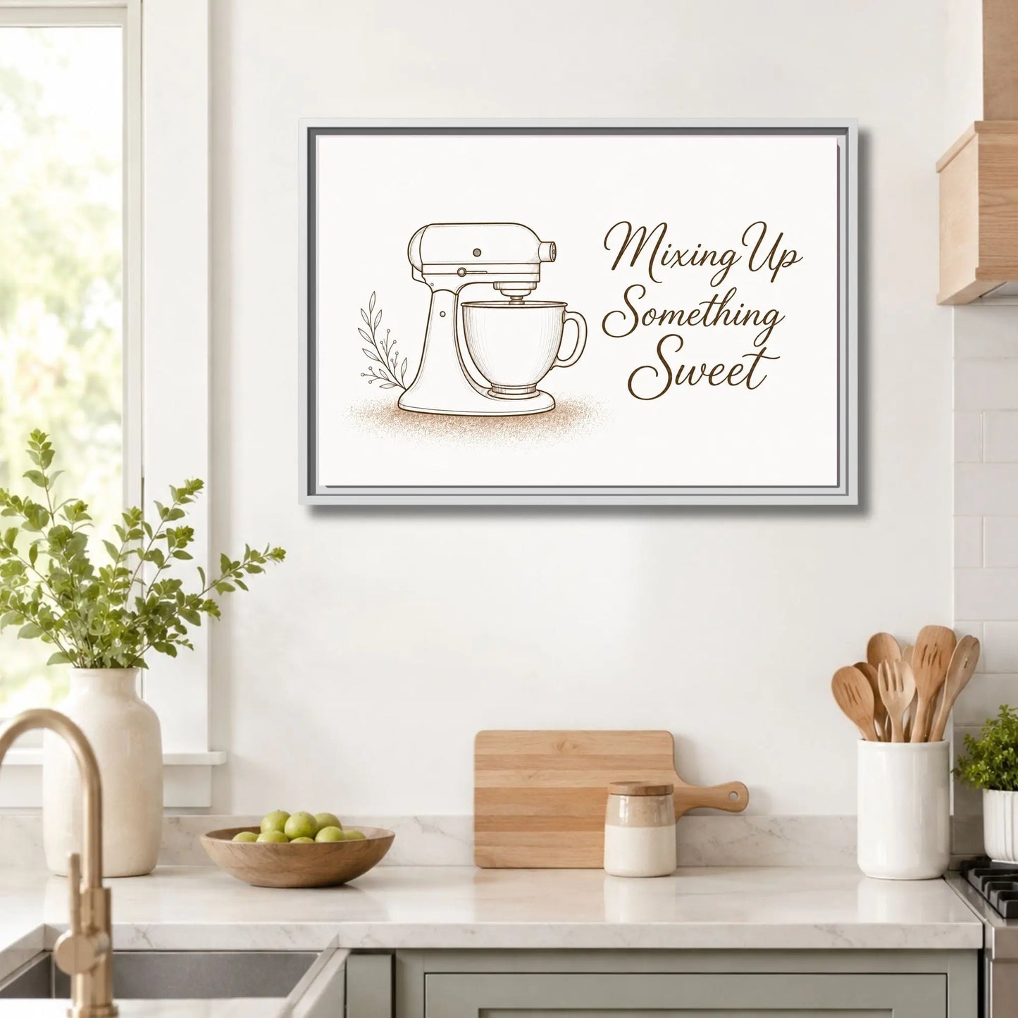 Mixing Up Something Sweet | Framed Kitchen Wall Art Canvas