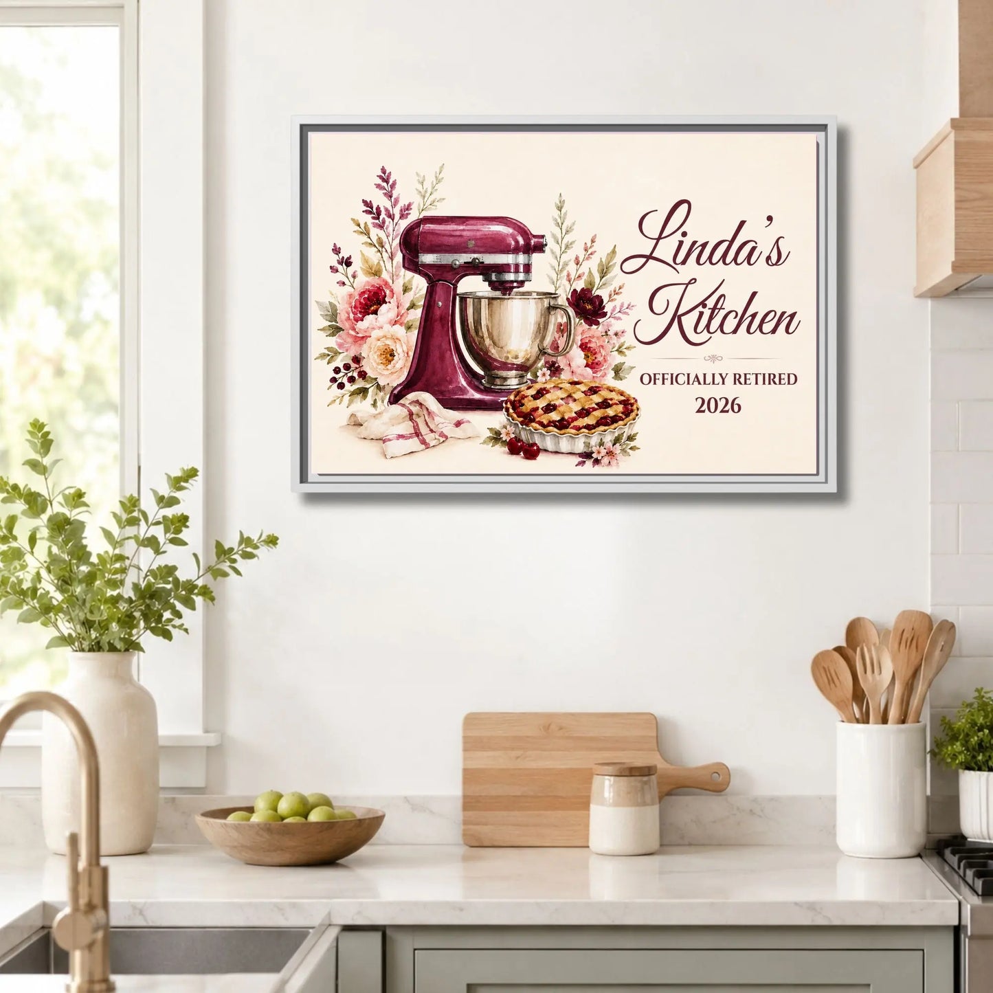 Officially Retired | Framed Personalized Kitchen Name Wall Art