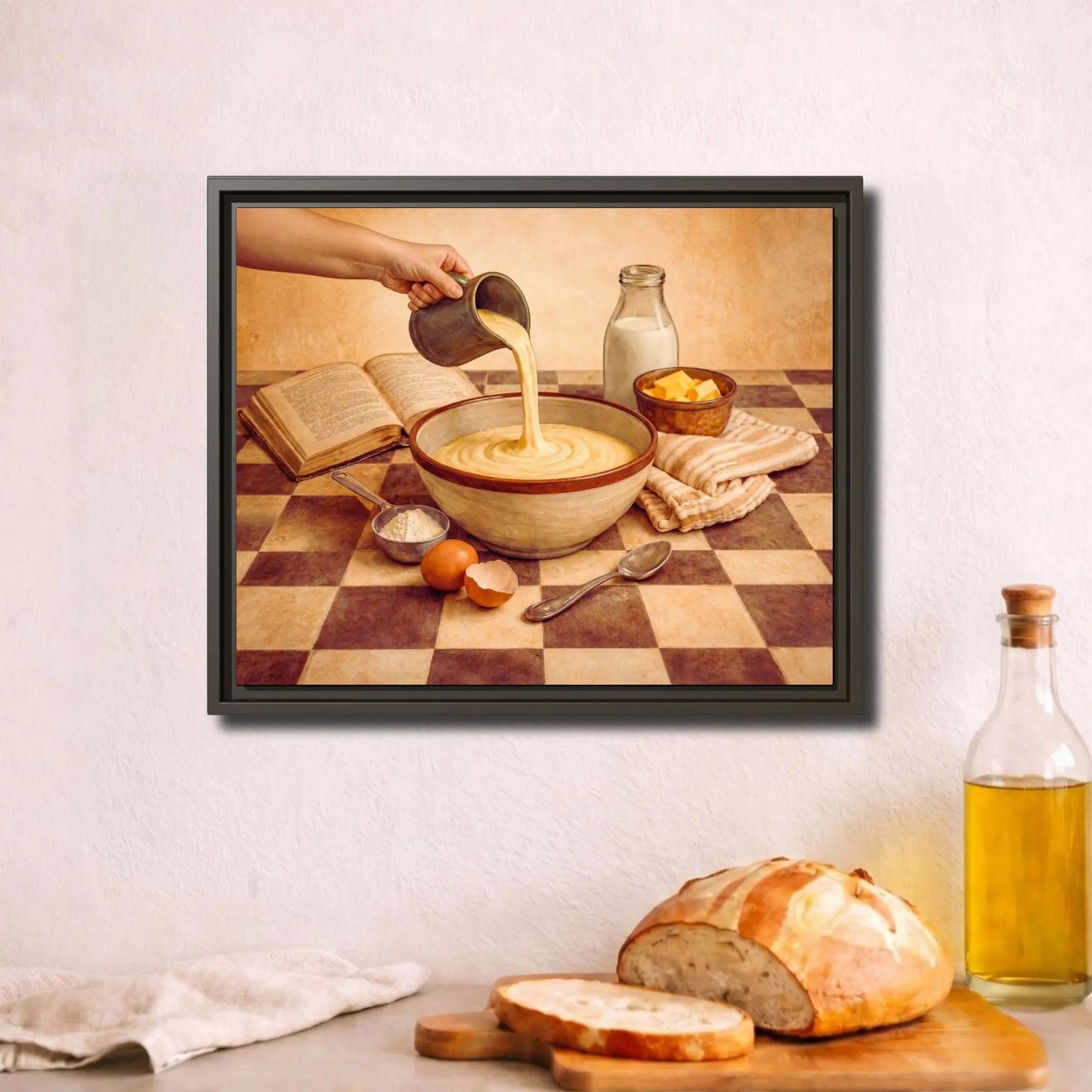 Batter in the Making | Framed Kitchen Wall Art Canvas