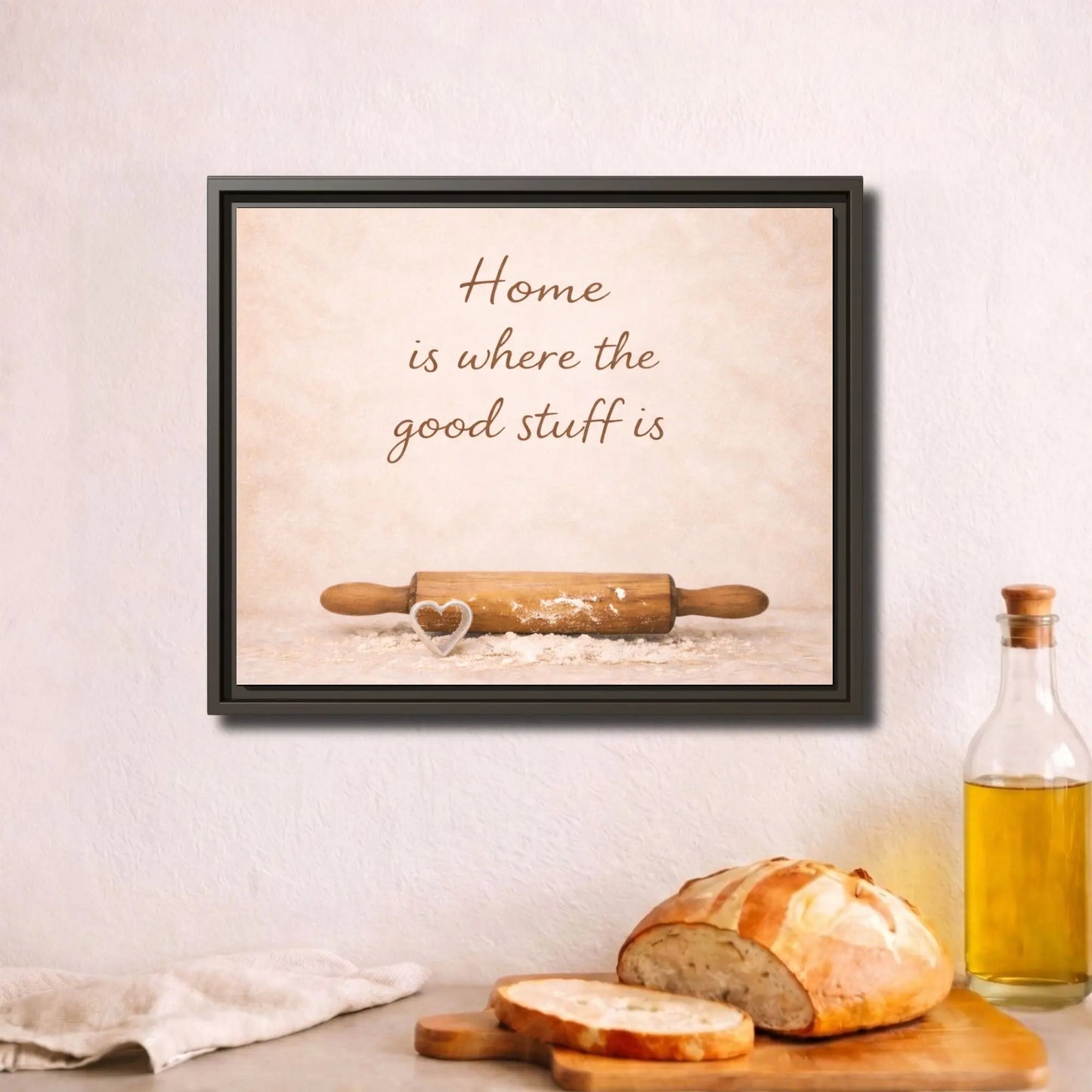 Home Is Where the Good Stuff Is Framed Kitchen Canvas Wall Art