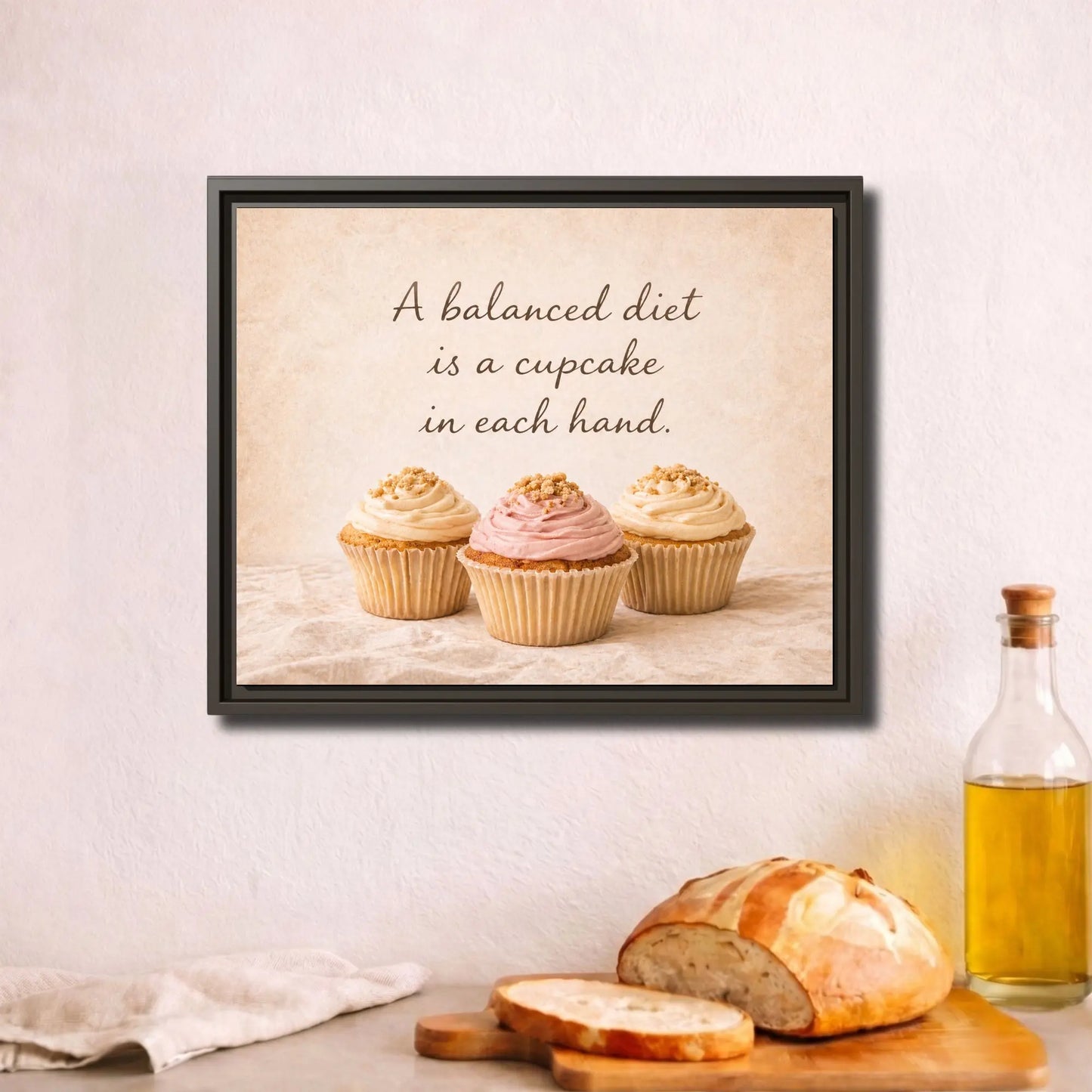 Balanced Diet Cupcake | Framed Kitchen Wall Art Canvas