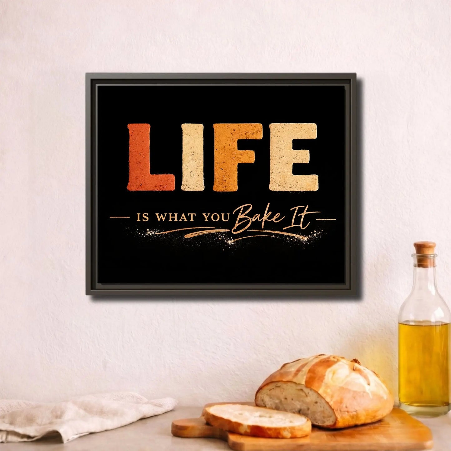 Life Is What You Bake It | Framed Kitchen Wall Art Canvas