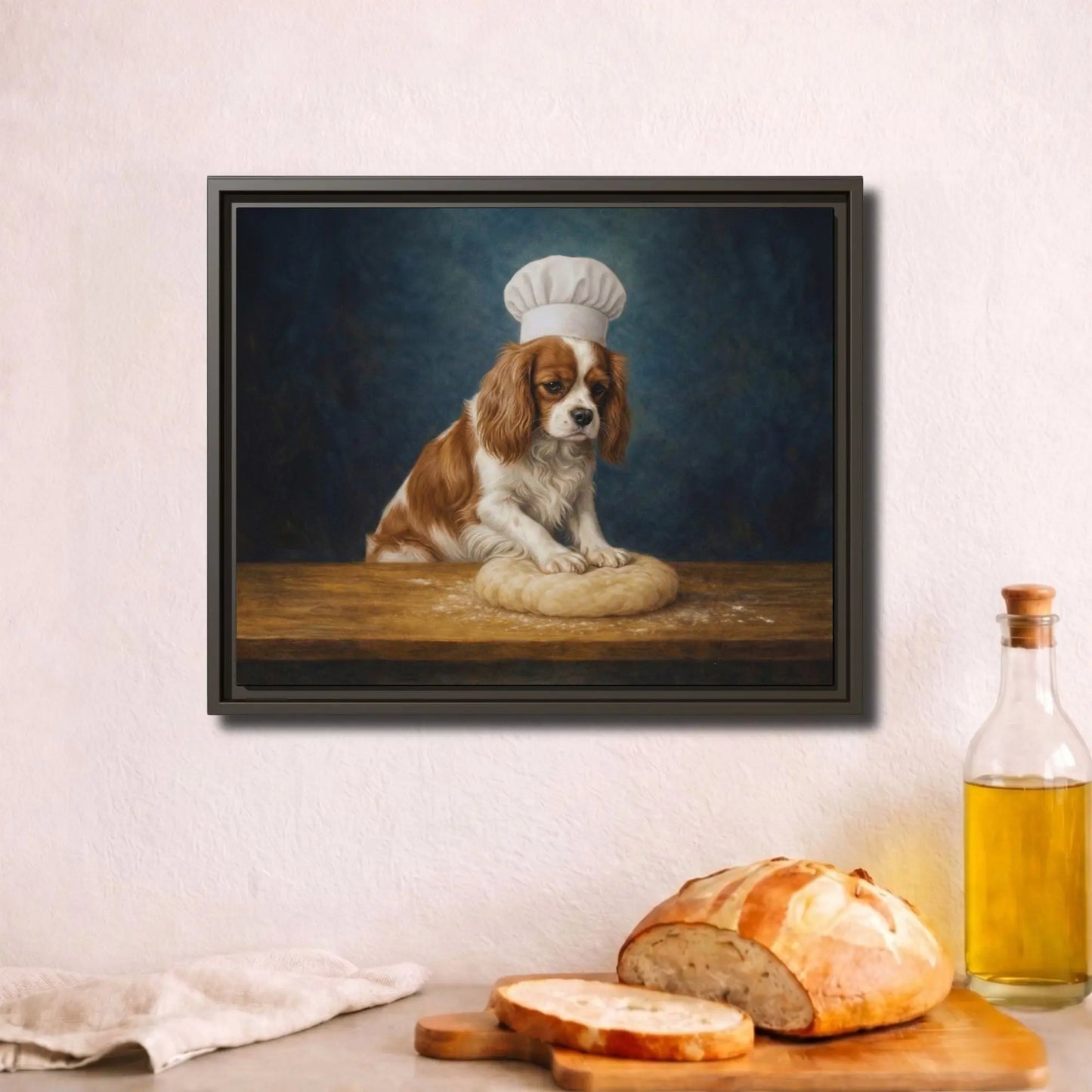 Little Spaniel Baker | Framed Kitchen Wall Art Canvas