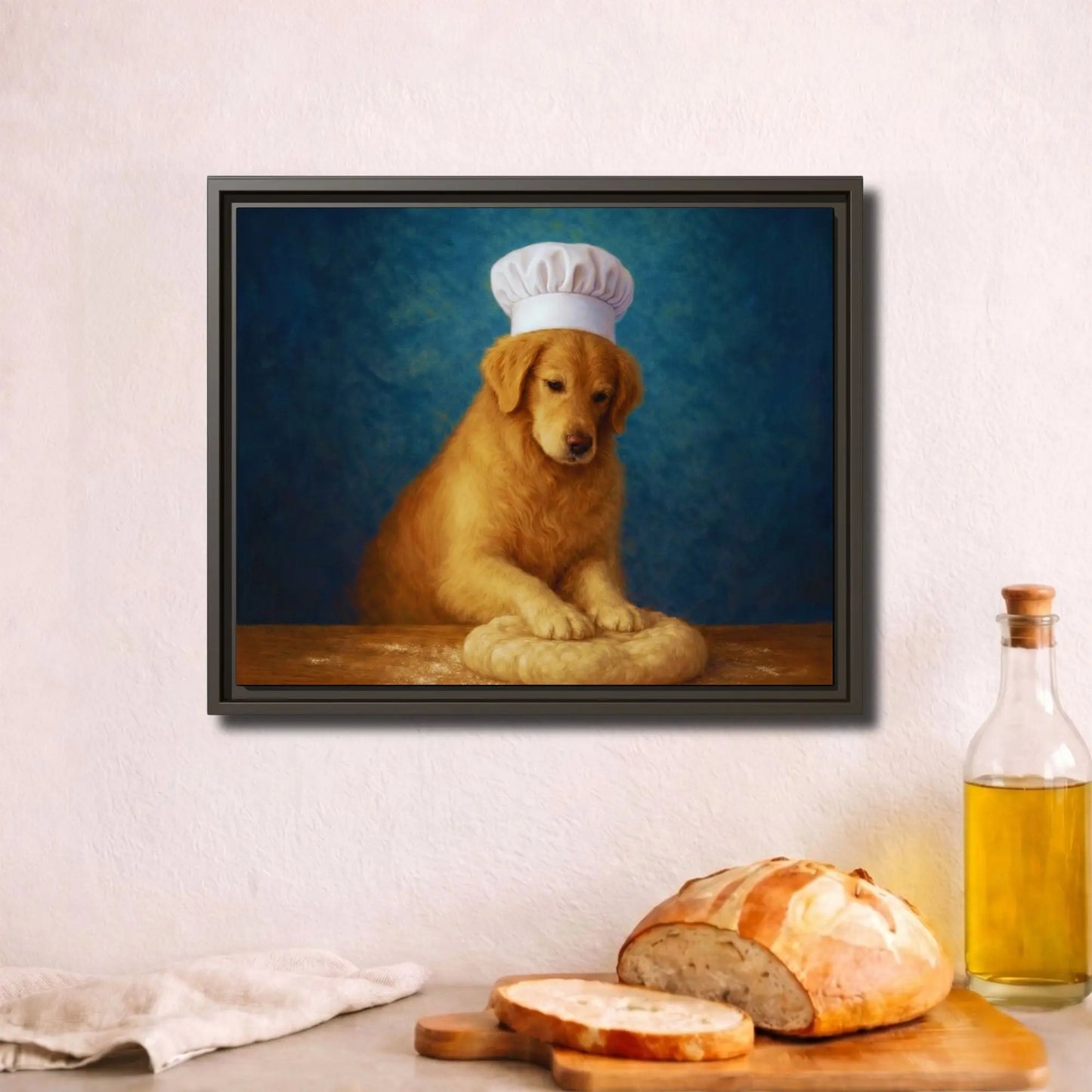 Golden Baker | Framed Kitchen Wall Art Canvas