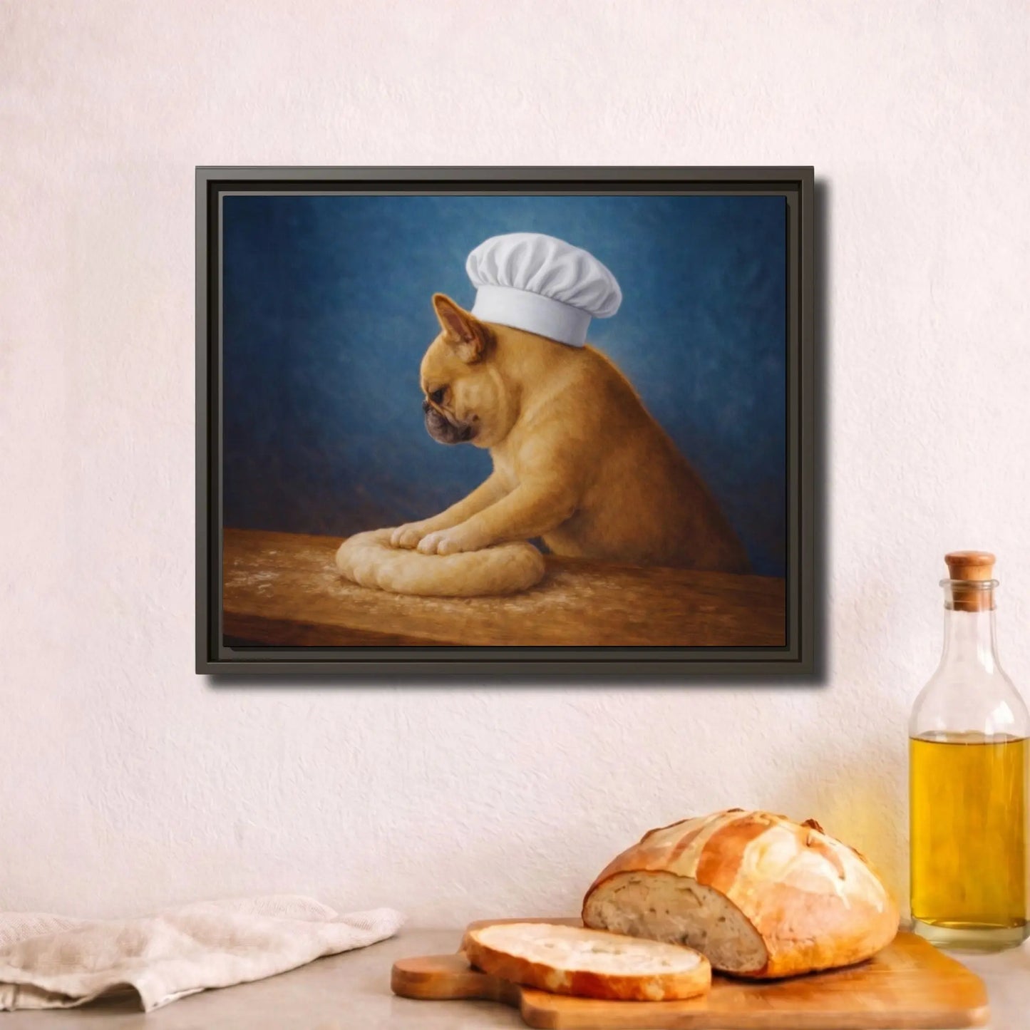 Little French Baker | Framed Kitchen Wall Art Canvas