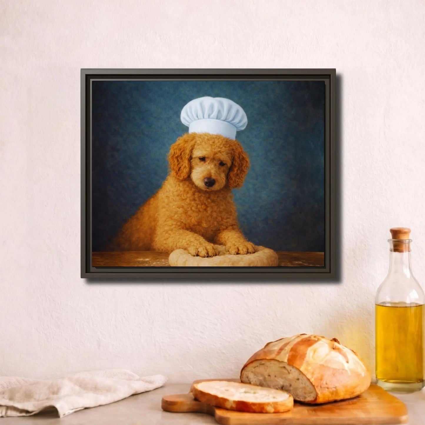 Goldendoodle Baker | Framed Kitchen Wall Art Canvas