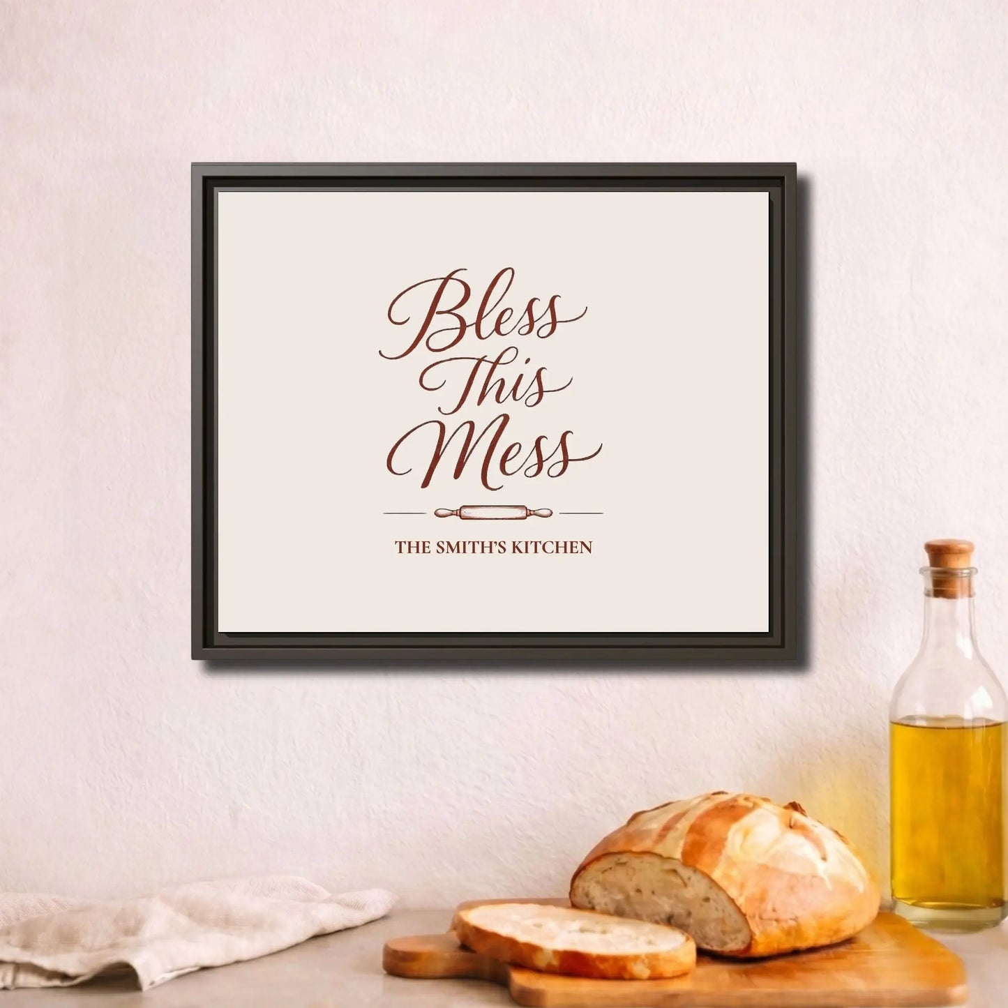 Bless This Mess | Personalized Framed Kitchen Wall Art Canvas