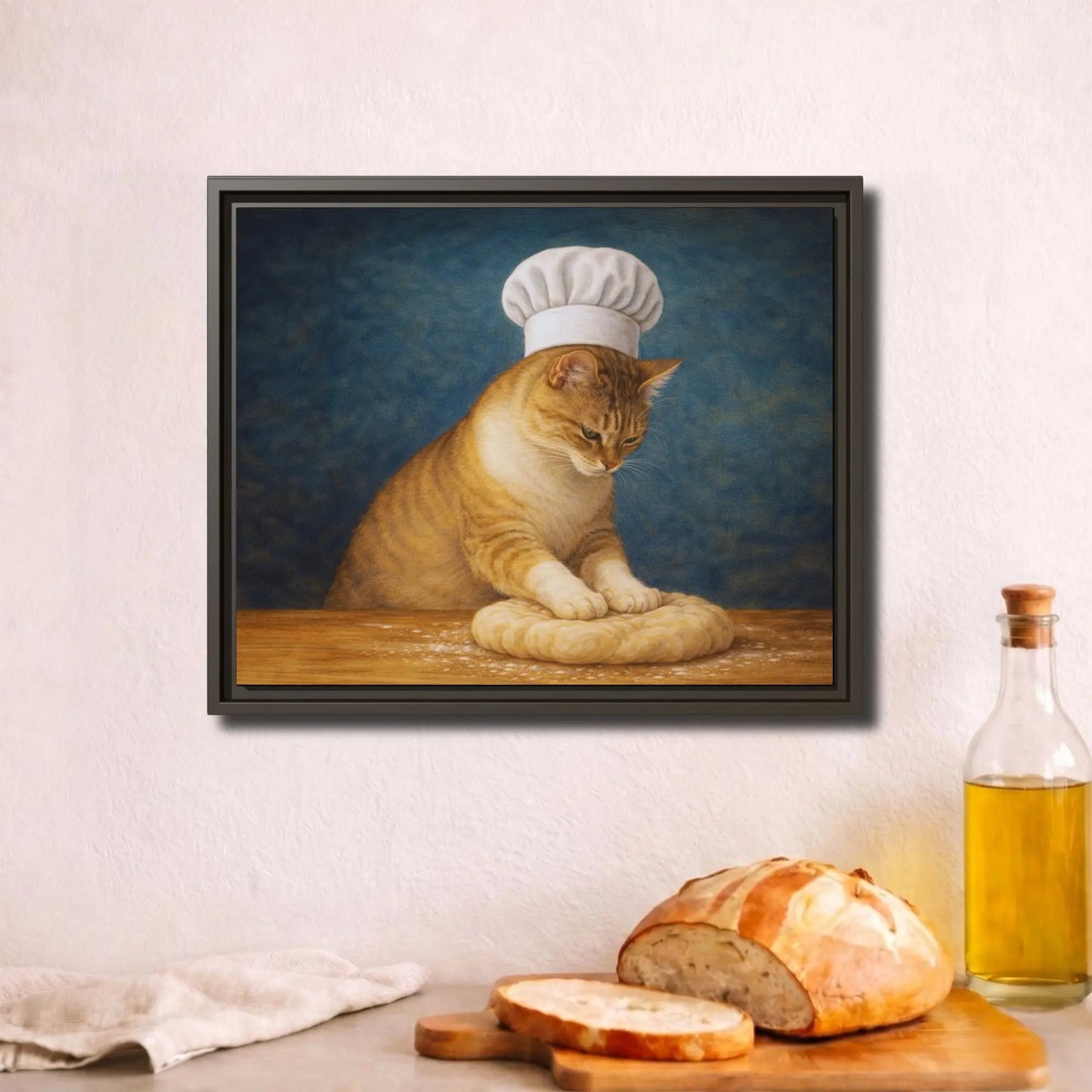 Patient Little Baker | Framed Kitchen Wall Art Canvas