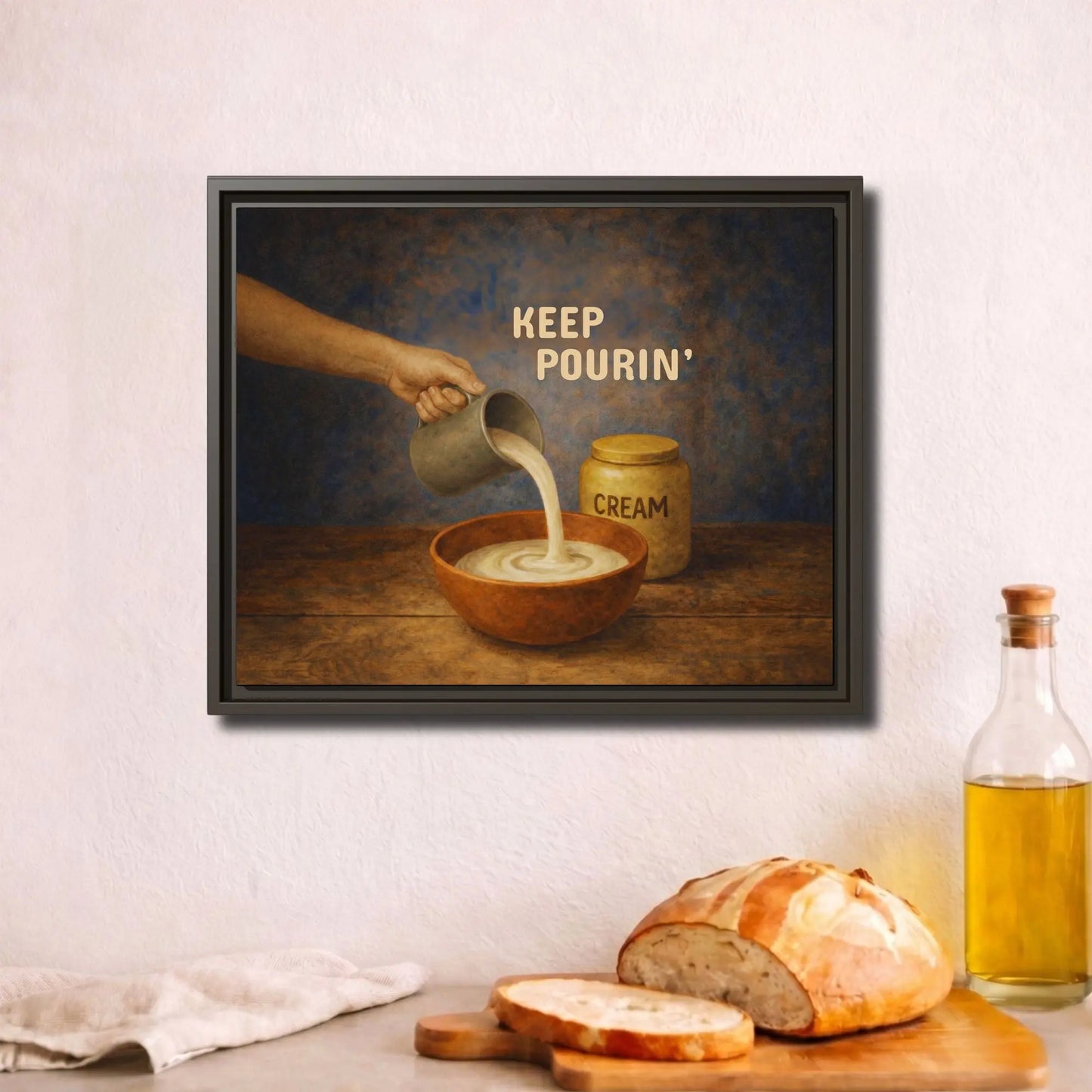 Keep Pourin’ | Framed Kitchen Wall Art Canvas