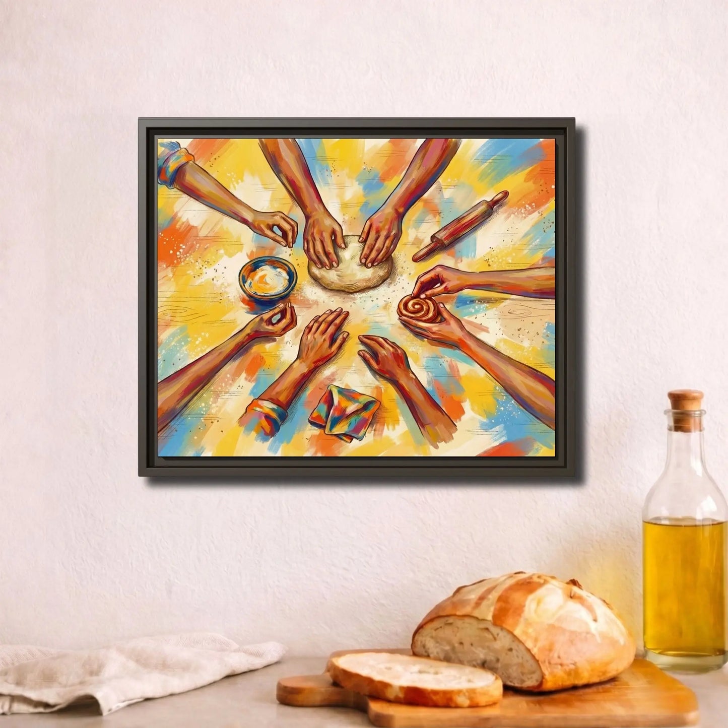 Home Bakers’ Circle | Framed Colorful Kitchen Wall Art Canvas