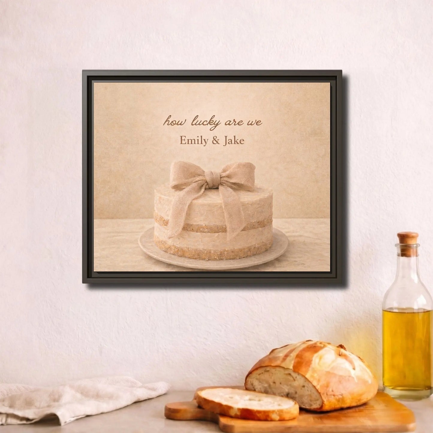 How Lucky Are We | Framed Personalized Kitchen Name Wall Art Canvas