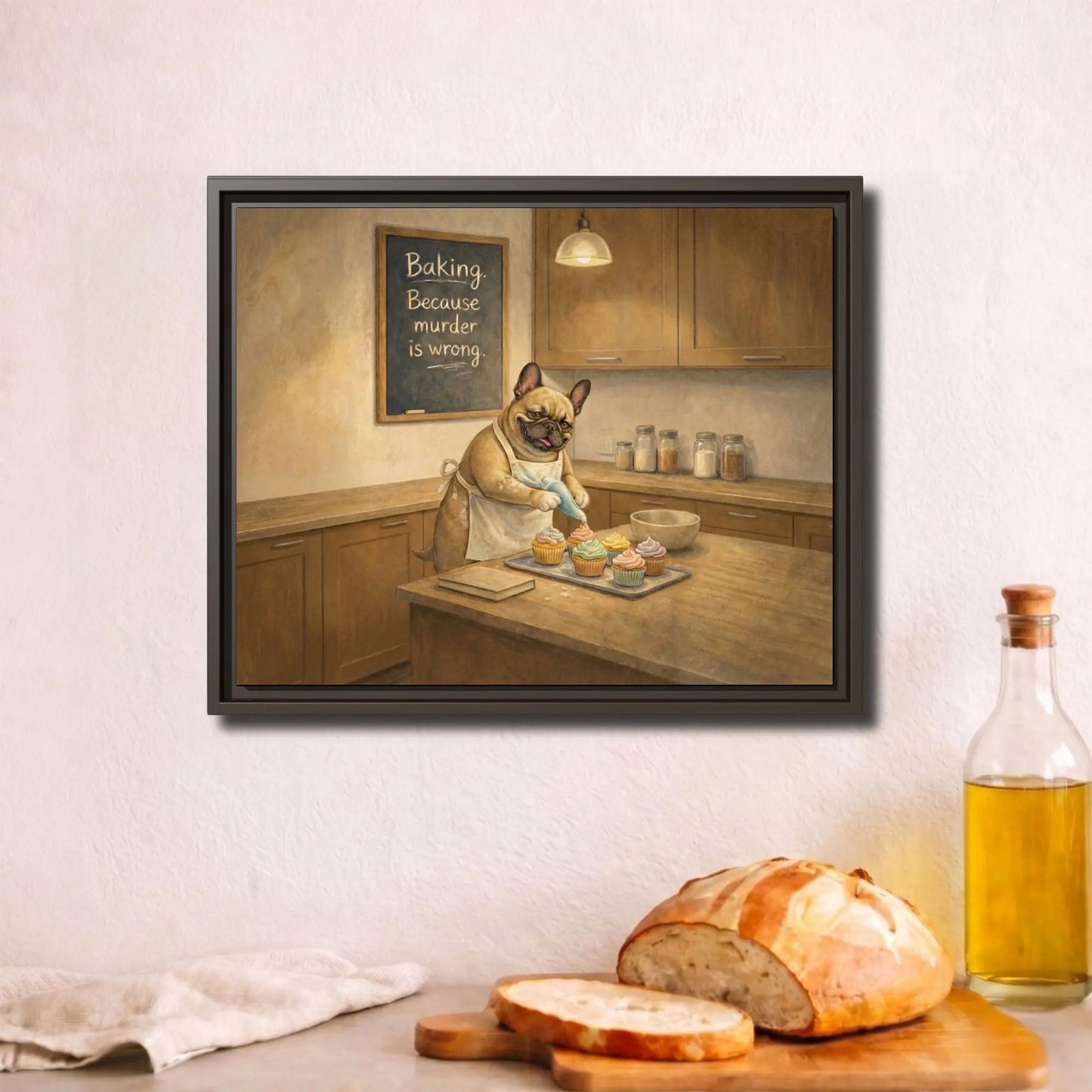 Baking Because Murder Is Wrong | Dog Lover Framed Kitchen Wall Art
