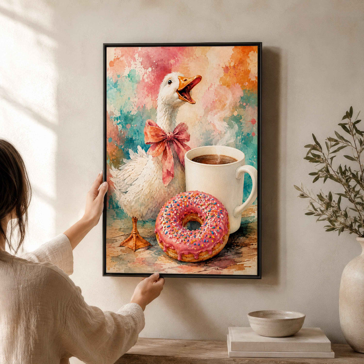 Goose Painting | Framed Coffee Bar Wall Art Canvas