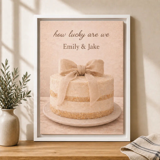 How Lucky Are We | Framed Personalized Kitchen Name Wall Art Canvas