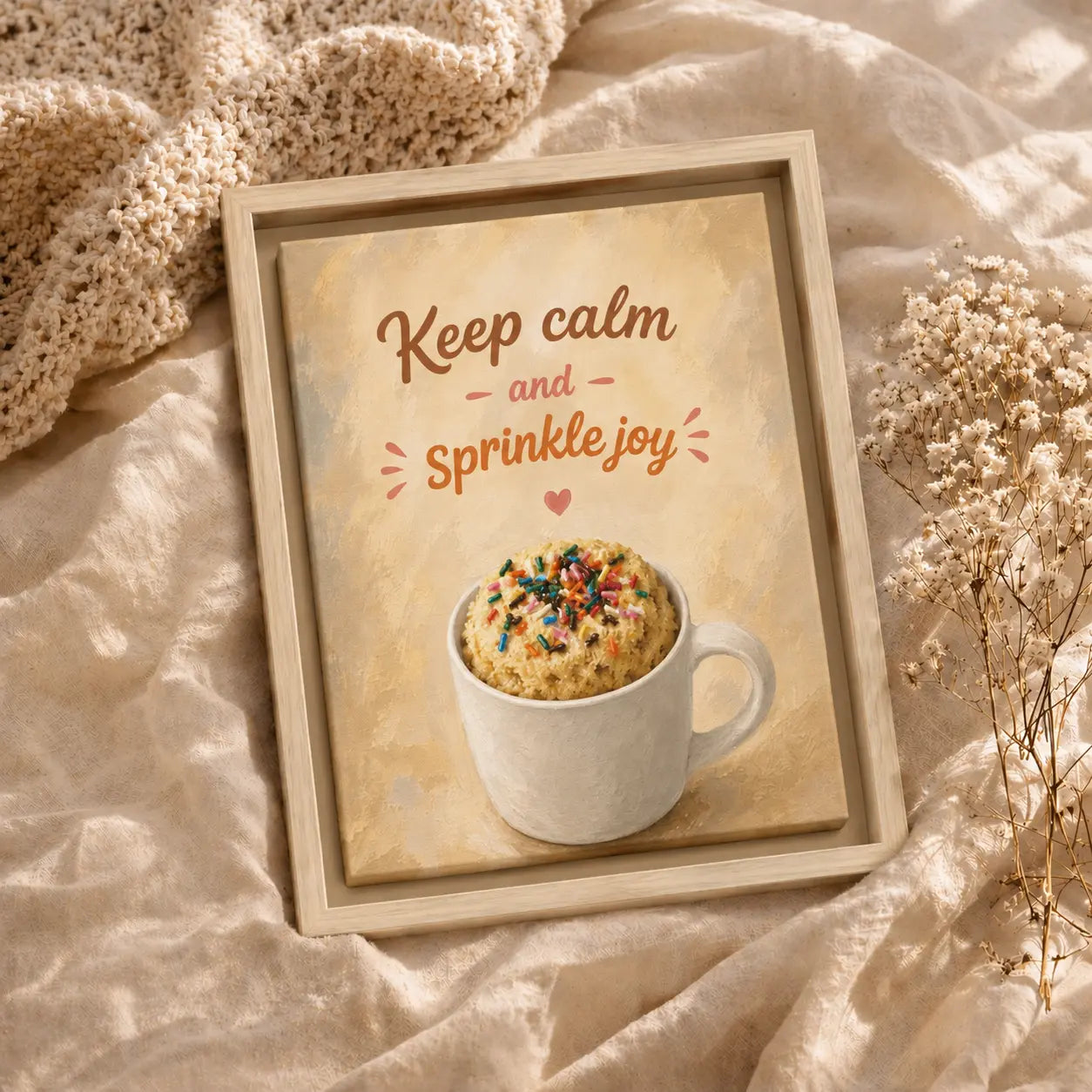 Keep Calm & Sprinkle Joy | Framed Kitchen Wall Art Canvas