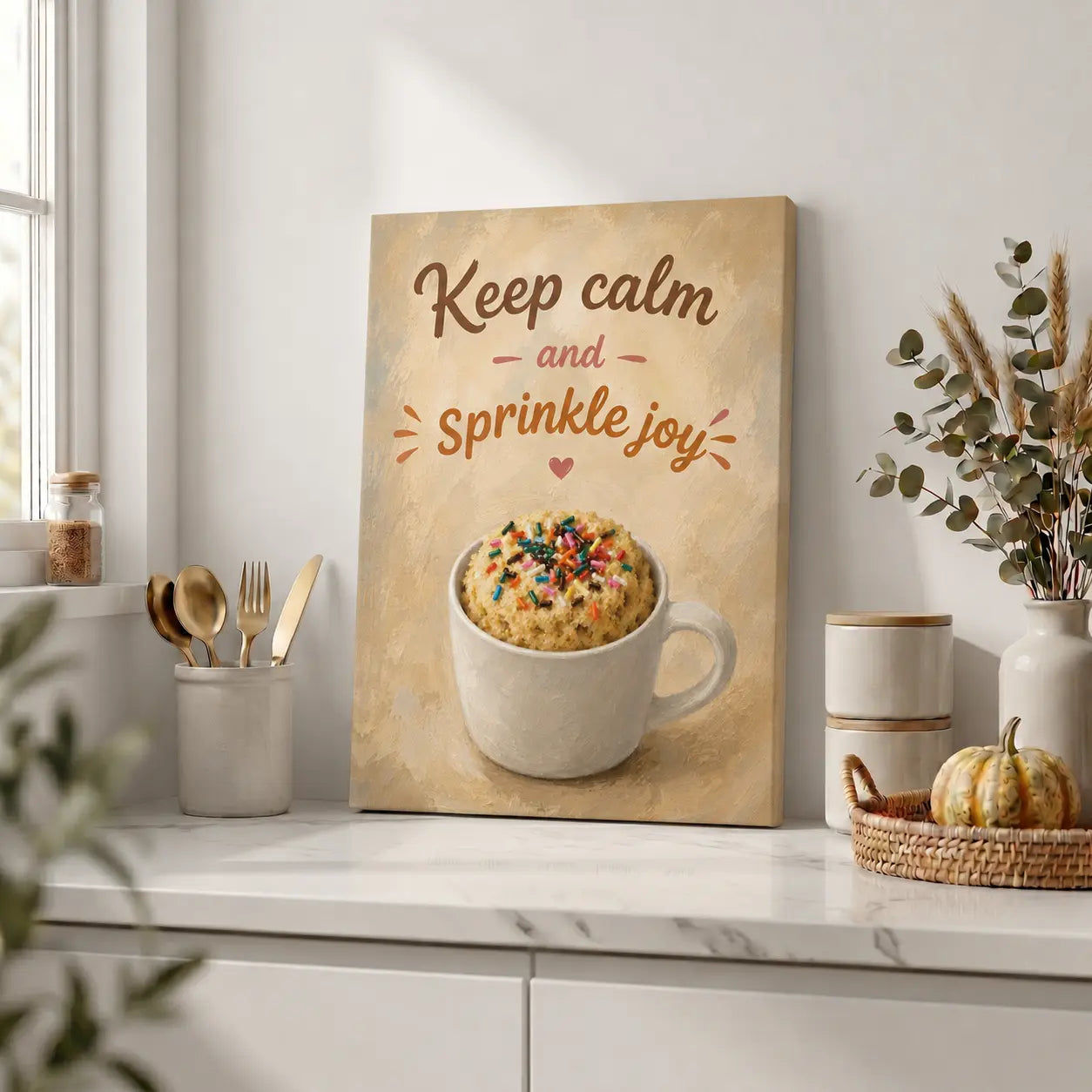 Keep Calm & Sprinkle Joy | Kitchen Wall Art Canvas