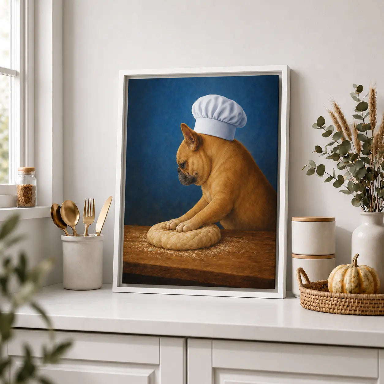 Little French Baker | Framed Kitchen Wall Art Canvas
