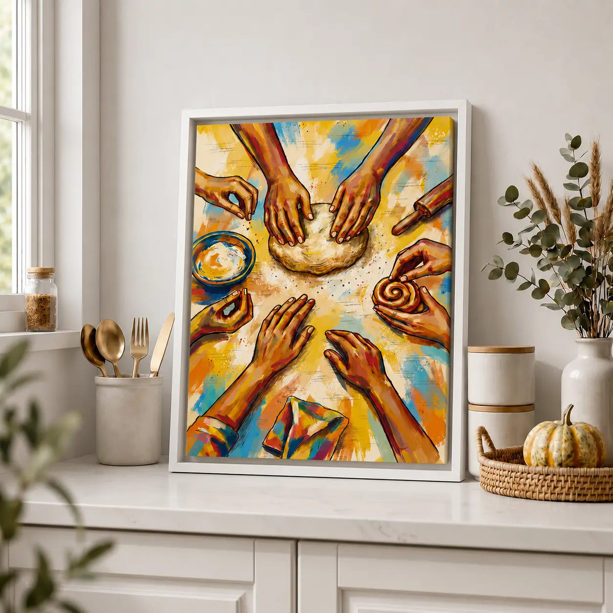 Home Bakers’ Circle | Framed Colorful Kitchen Wall Art Canvas