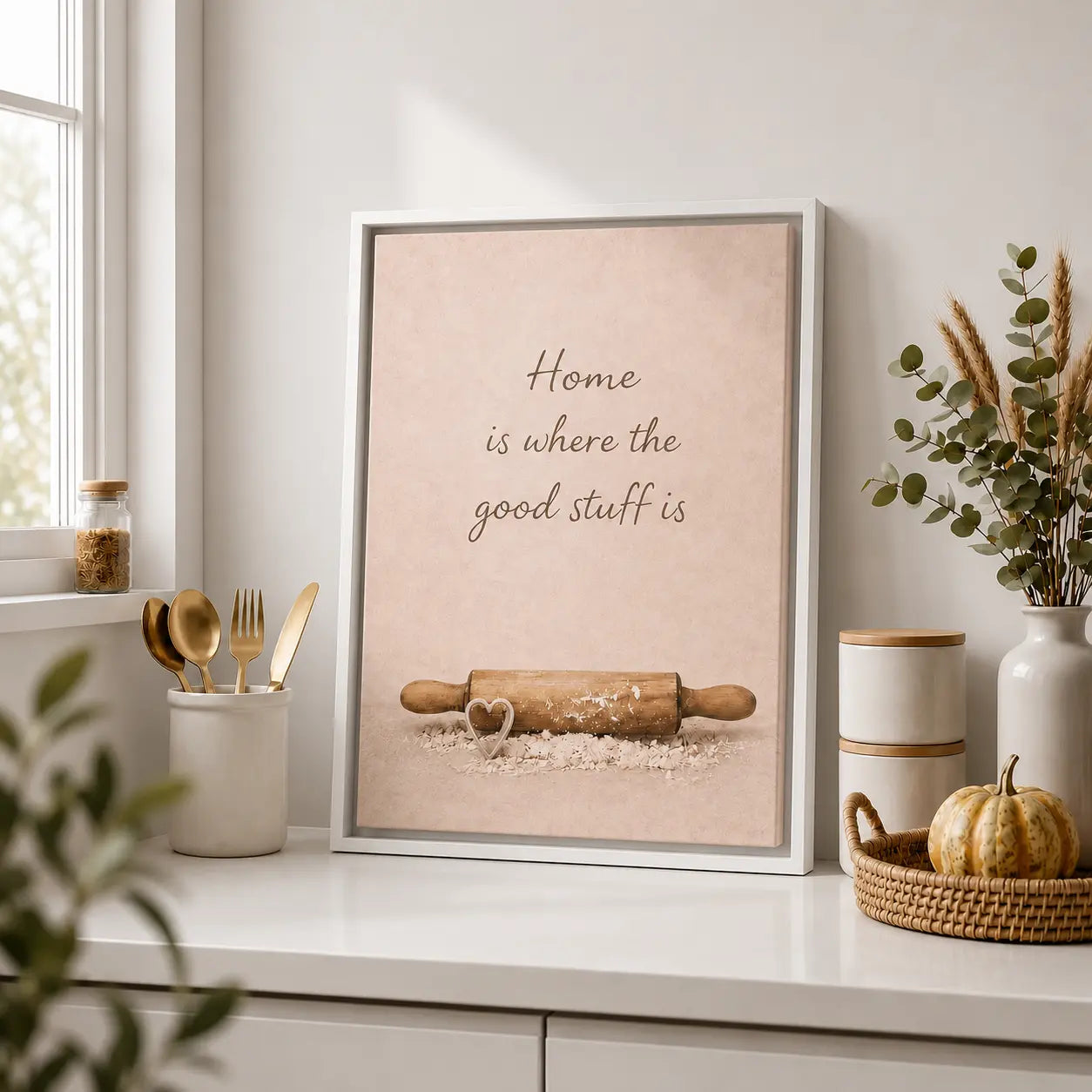 Home Is Where the Good Stuff Is | Framed Kitchen Wall Art Canvas